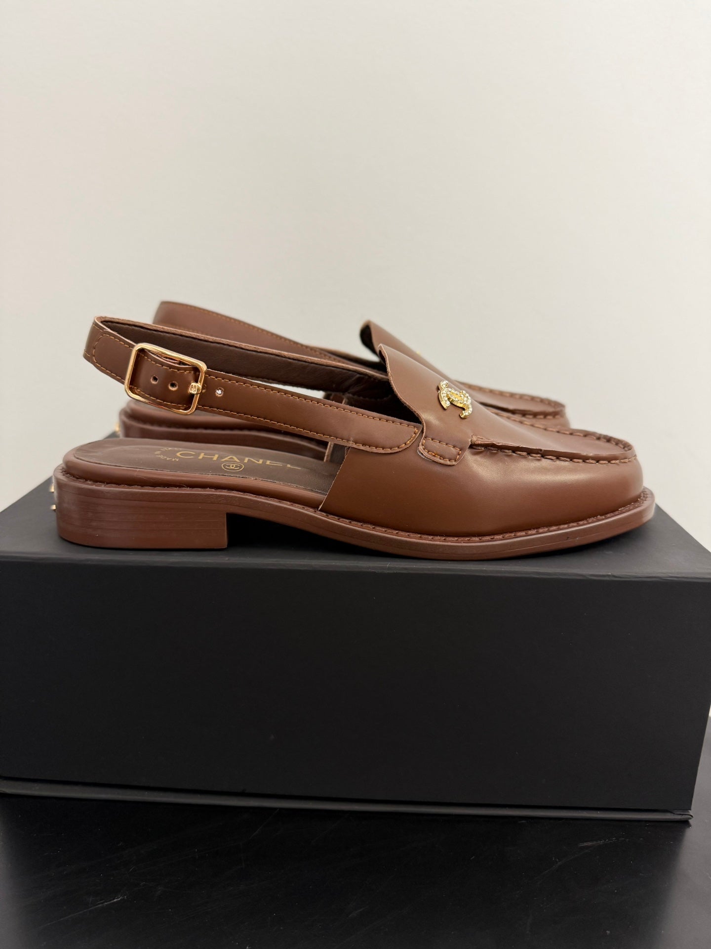 CHANEL 25S Slingback Loafer Chocolate Calfskin