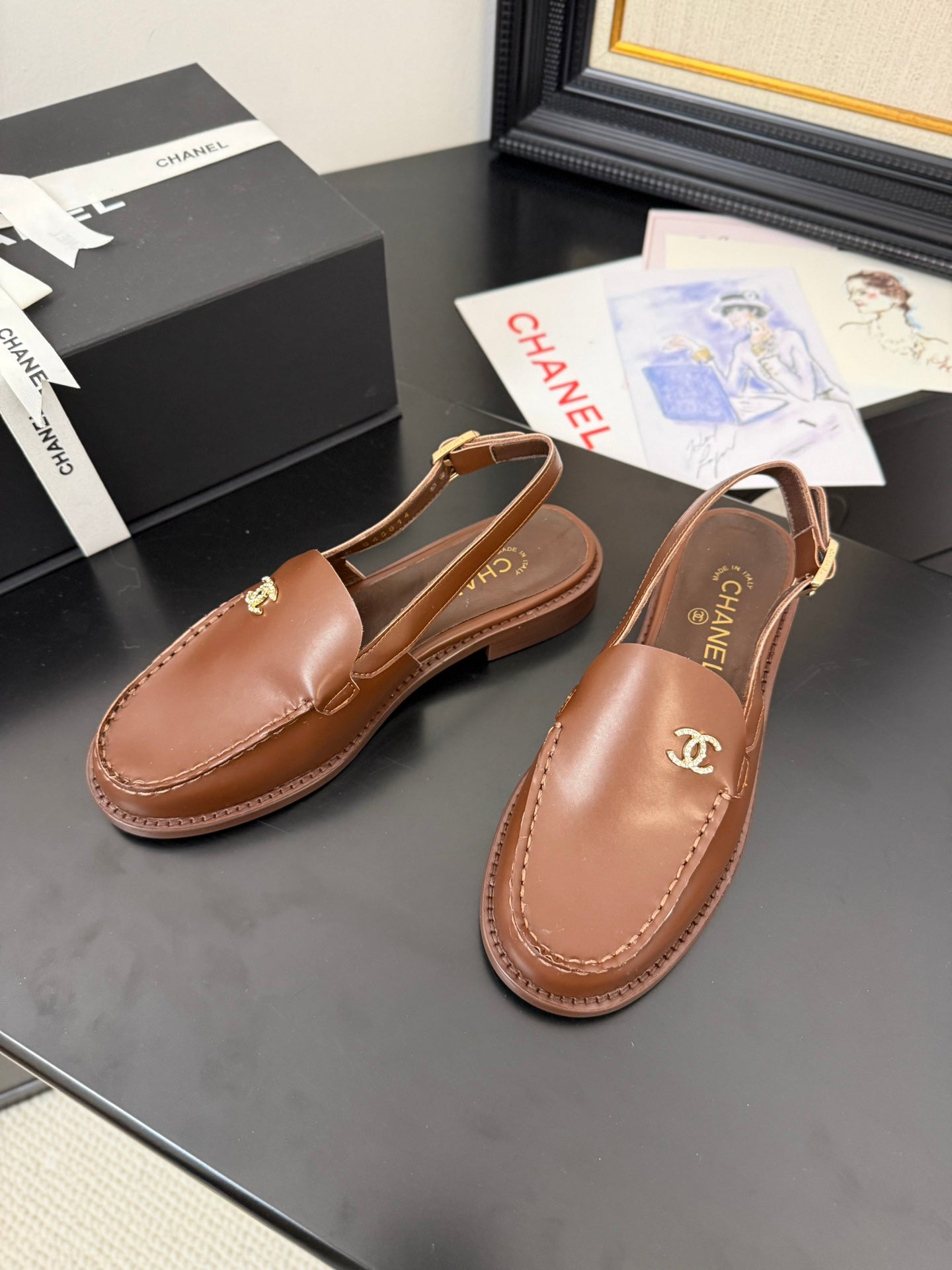 CHANEL 25S Slingback Loafer Chocolate Calfskin