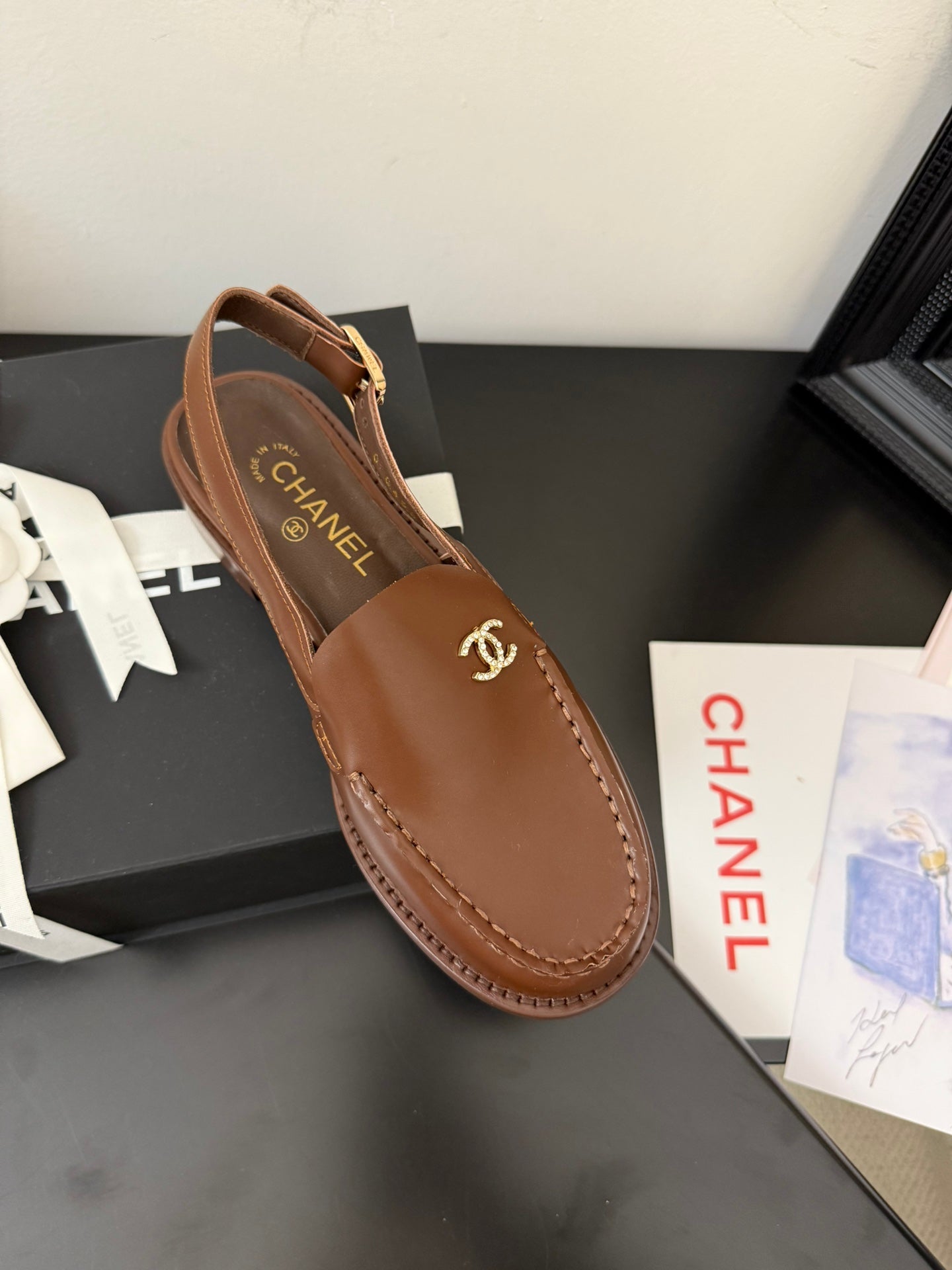 CHANEL 25S Slingback Loafer Chocolate Calfskin