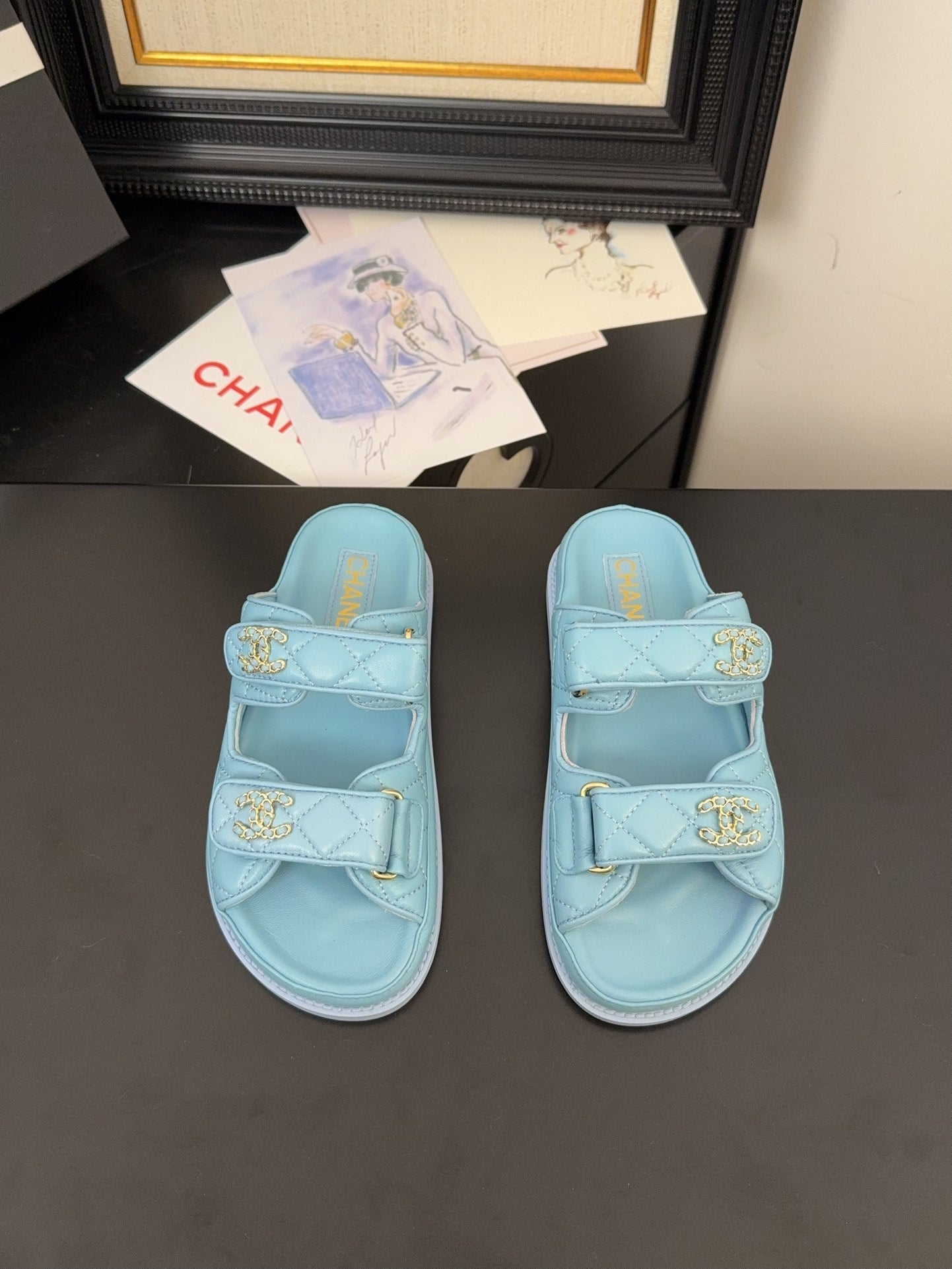 CHANEL 25 Dad Sandal Mule Cloud Blue Calfskin