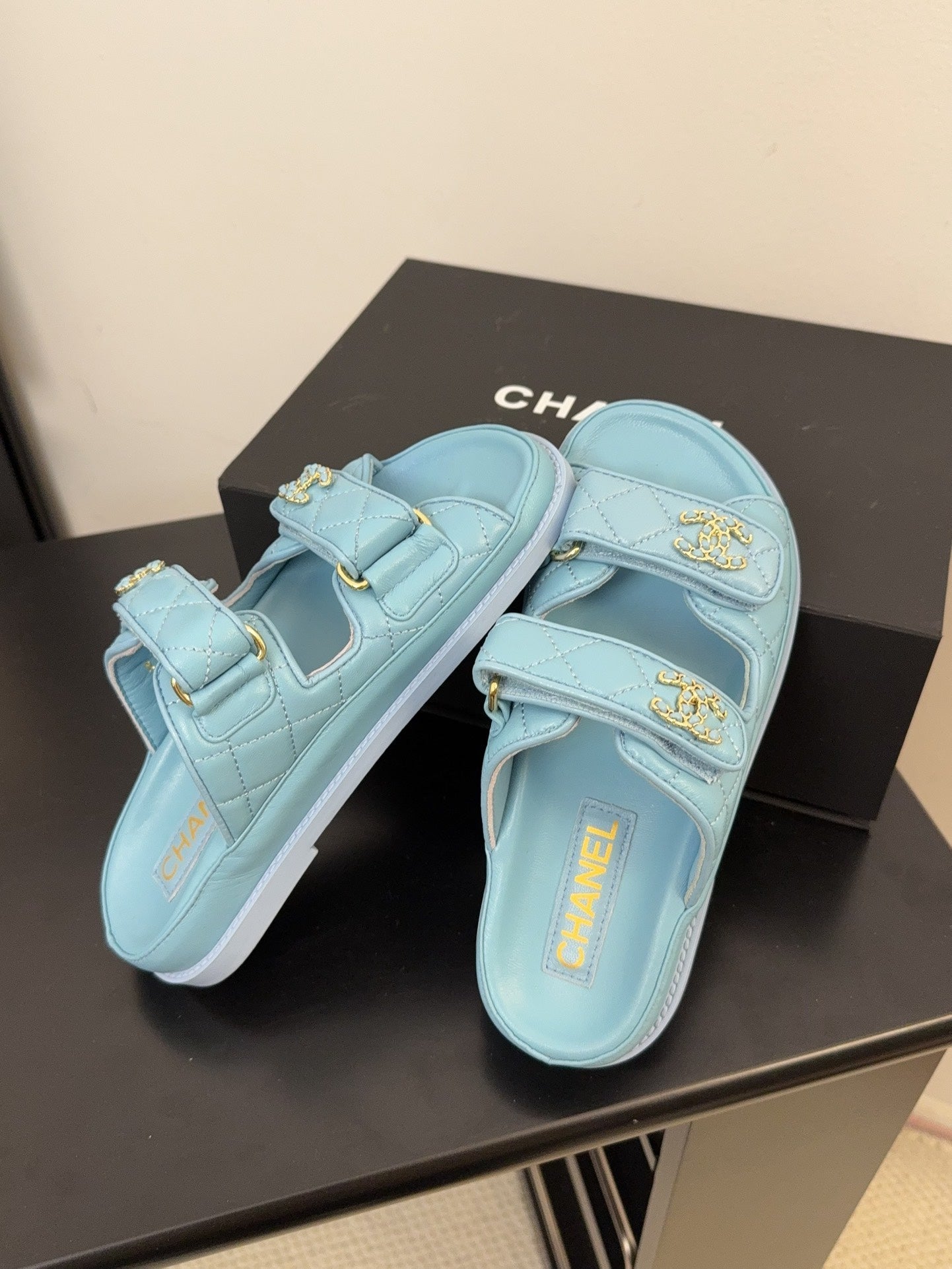 CHANEL 25 Dad Sandal Mule Cloud Blue Calfskin