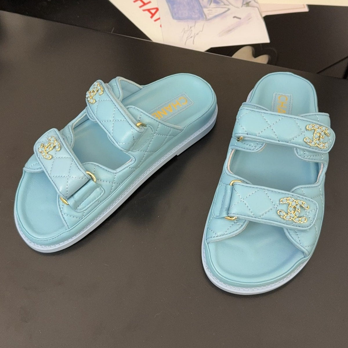CHANEL 25 Dad Sandal Mule Cloud Blue Calfskin