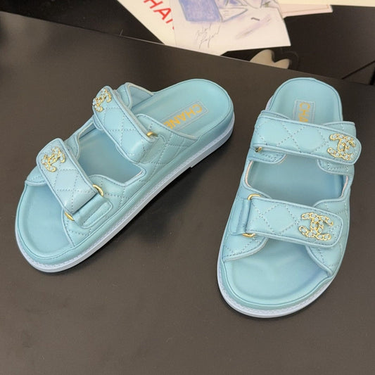CHANEL 25 Dad Sandal Mule Cloud Blue Calfskin