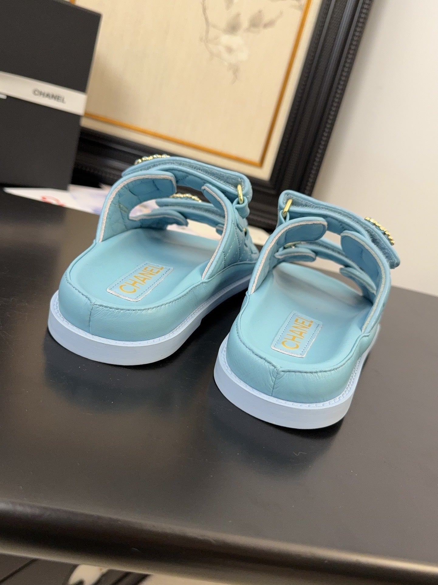 CHANEL 25 Dad Sandal Mule Cloud Blue Calfskin