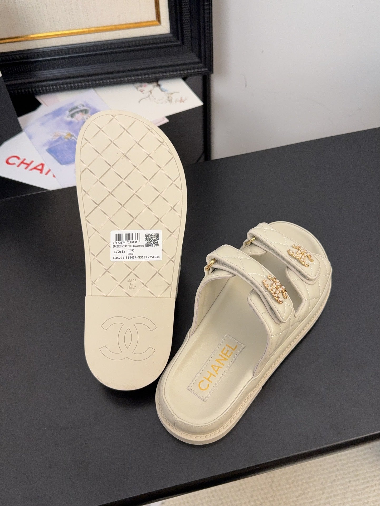 CHANEL 25 Dad Sandal Mule Nude Calfskin