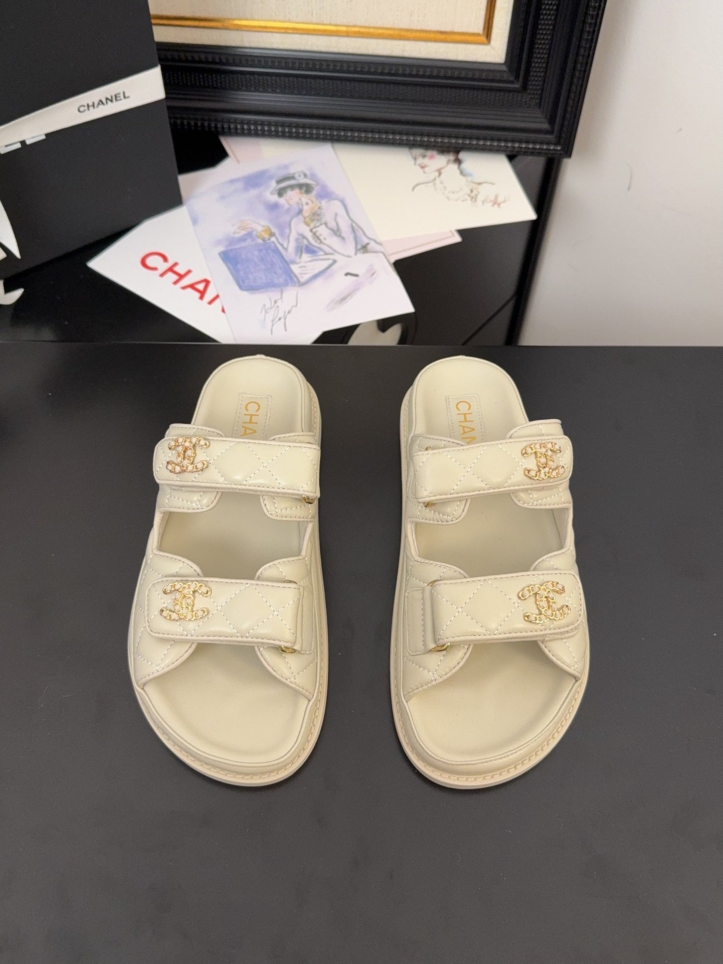 CHANEL 25 Dad Sandal Mule Nude Calfskin