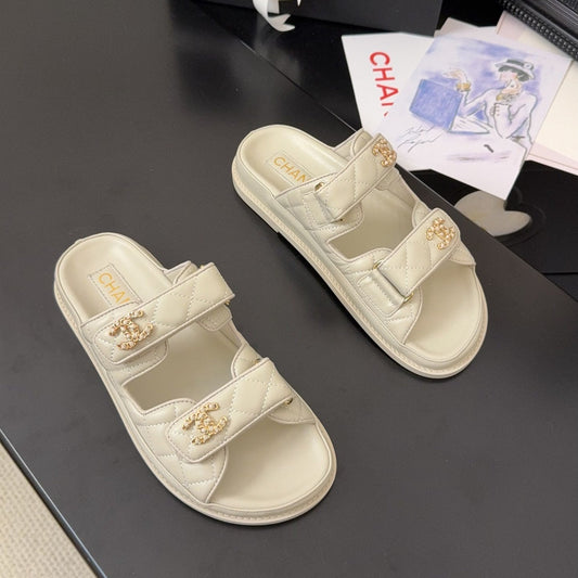 CHANEL 25 Dad Sandal Mule Nude Calfskin