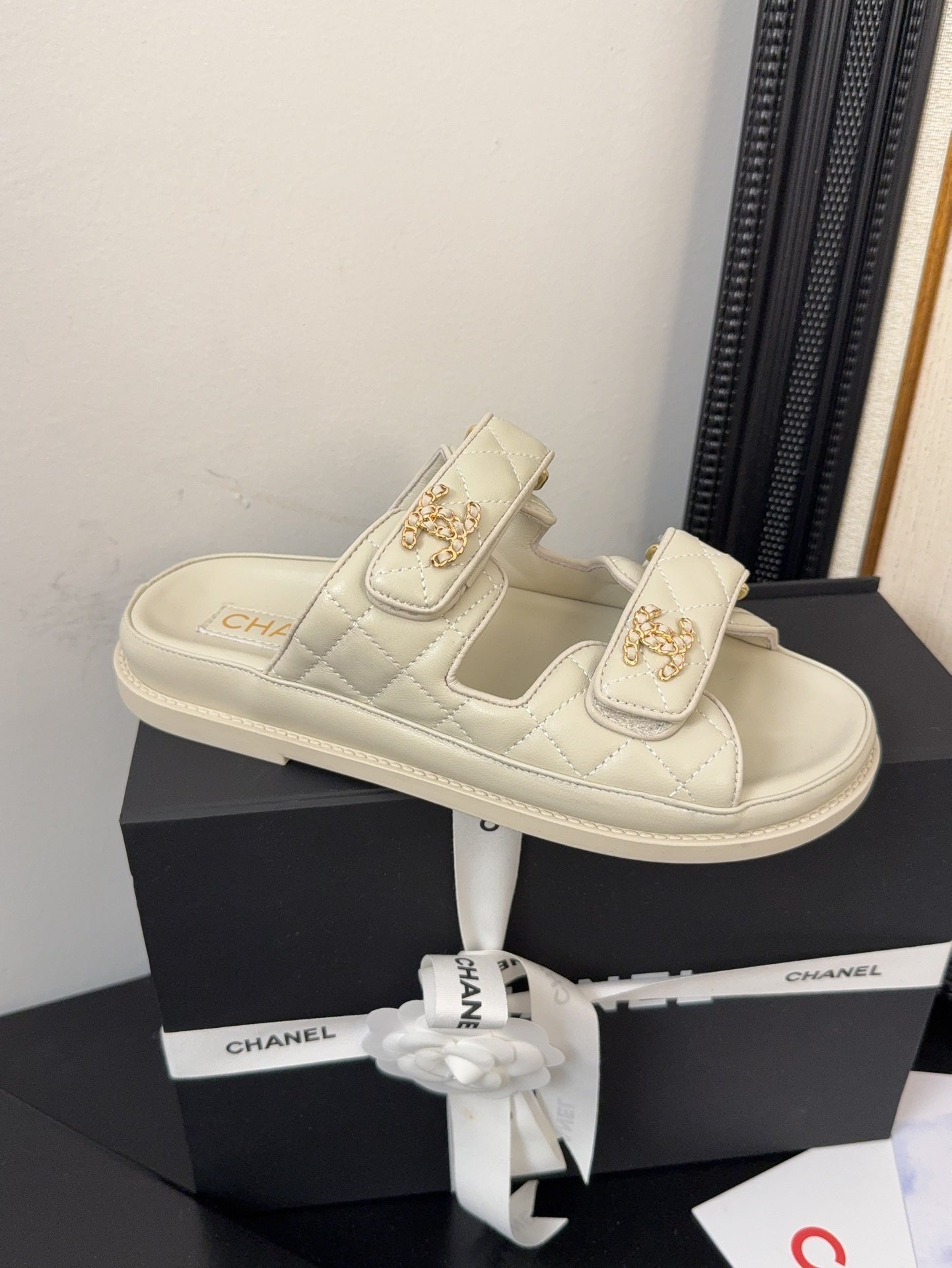 CHANEL 25 Dad Sandal Mule Nude Calfskin