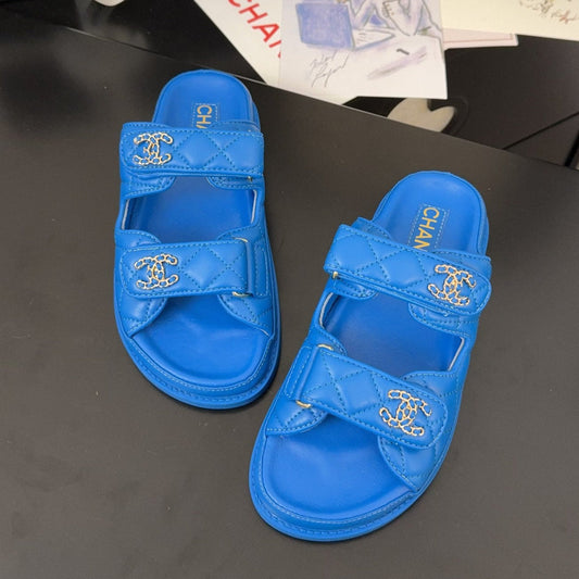 CHANEL 25 Dad Sandal Mule Blue Calfskin