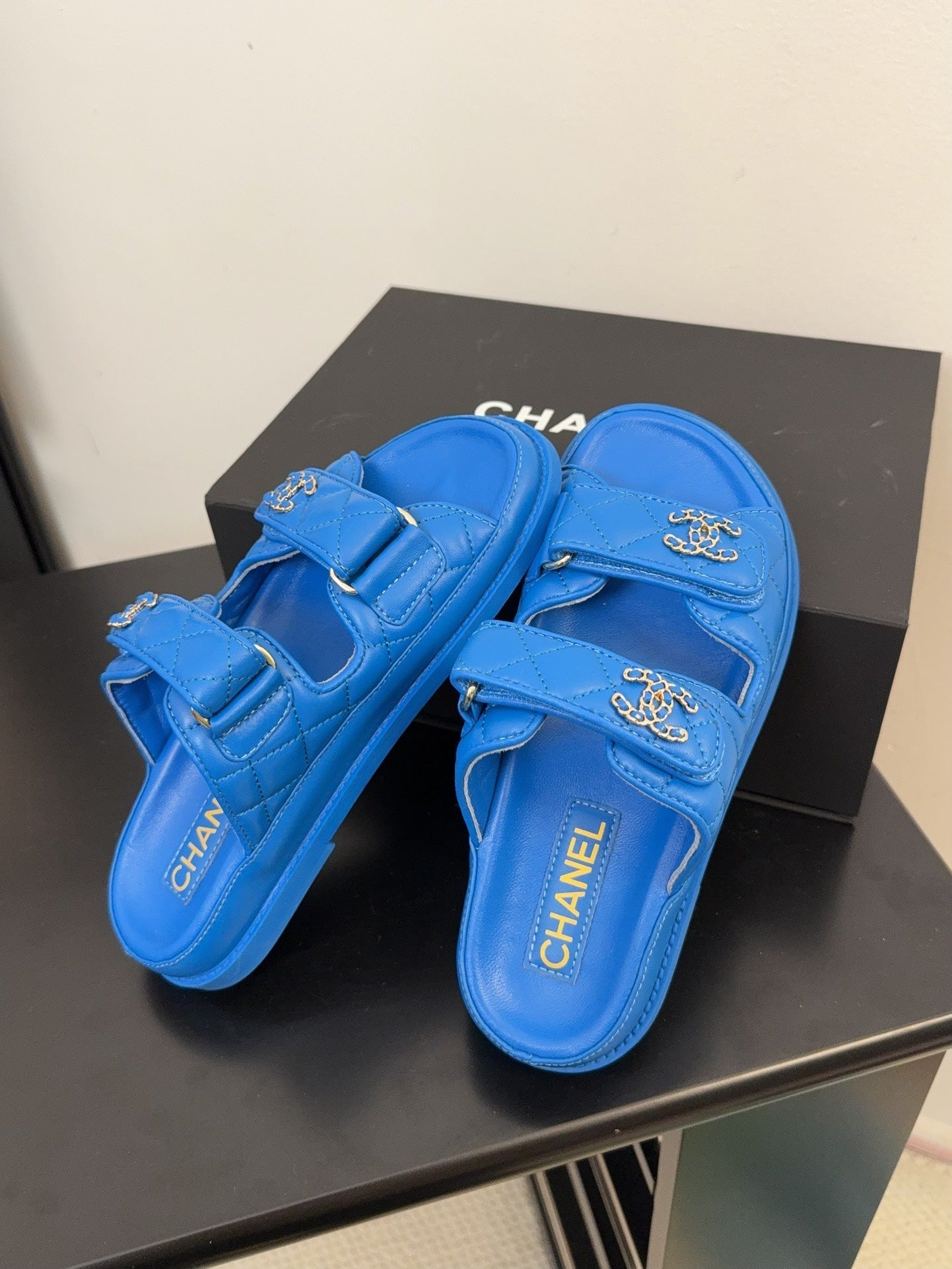 CHANEL 25 Dad Sandal Mule Blue Calfskin