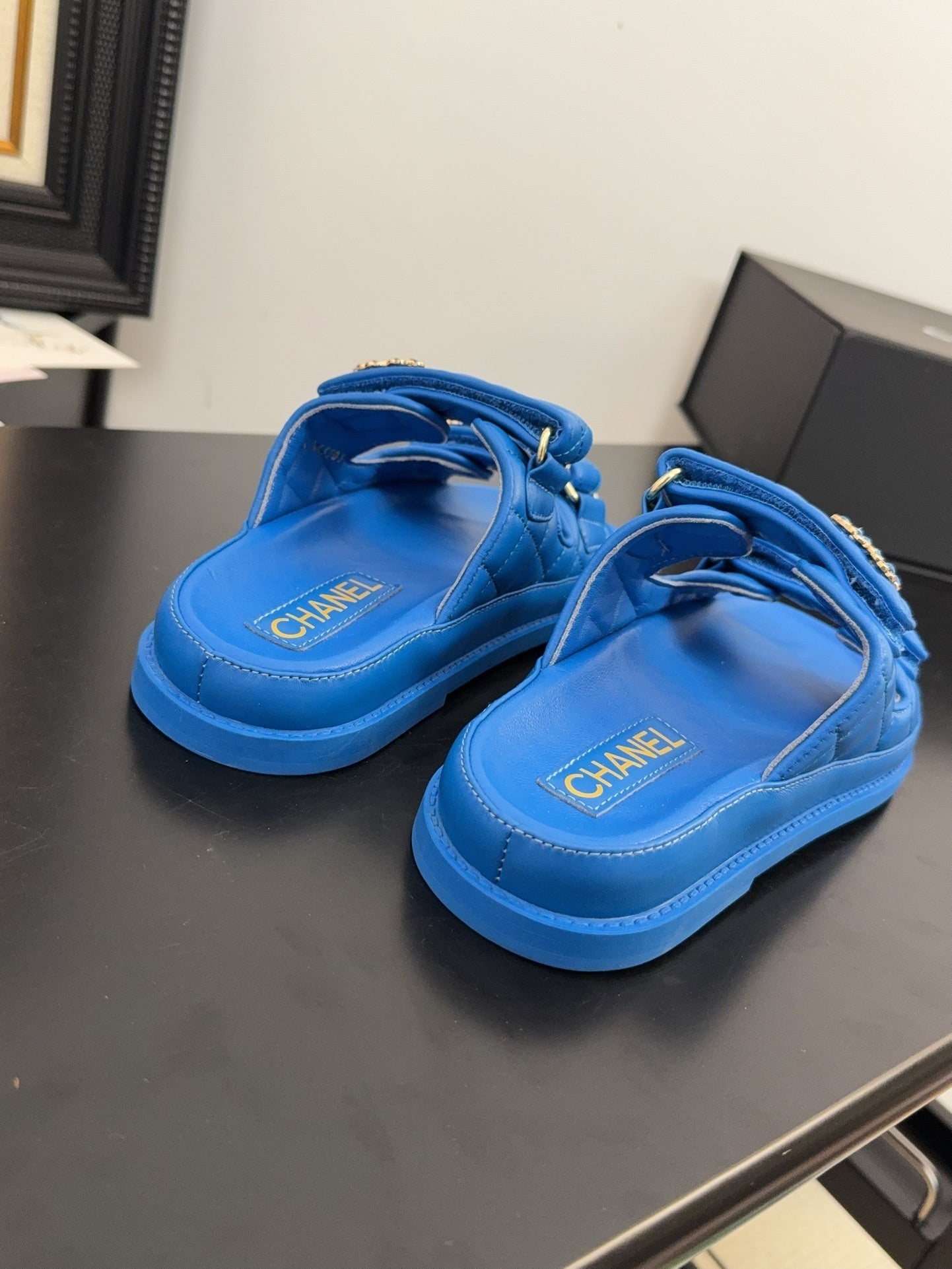 CHANEL 25 Dad Sandal Mule Blue Calfskin
