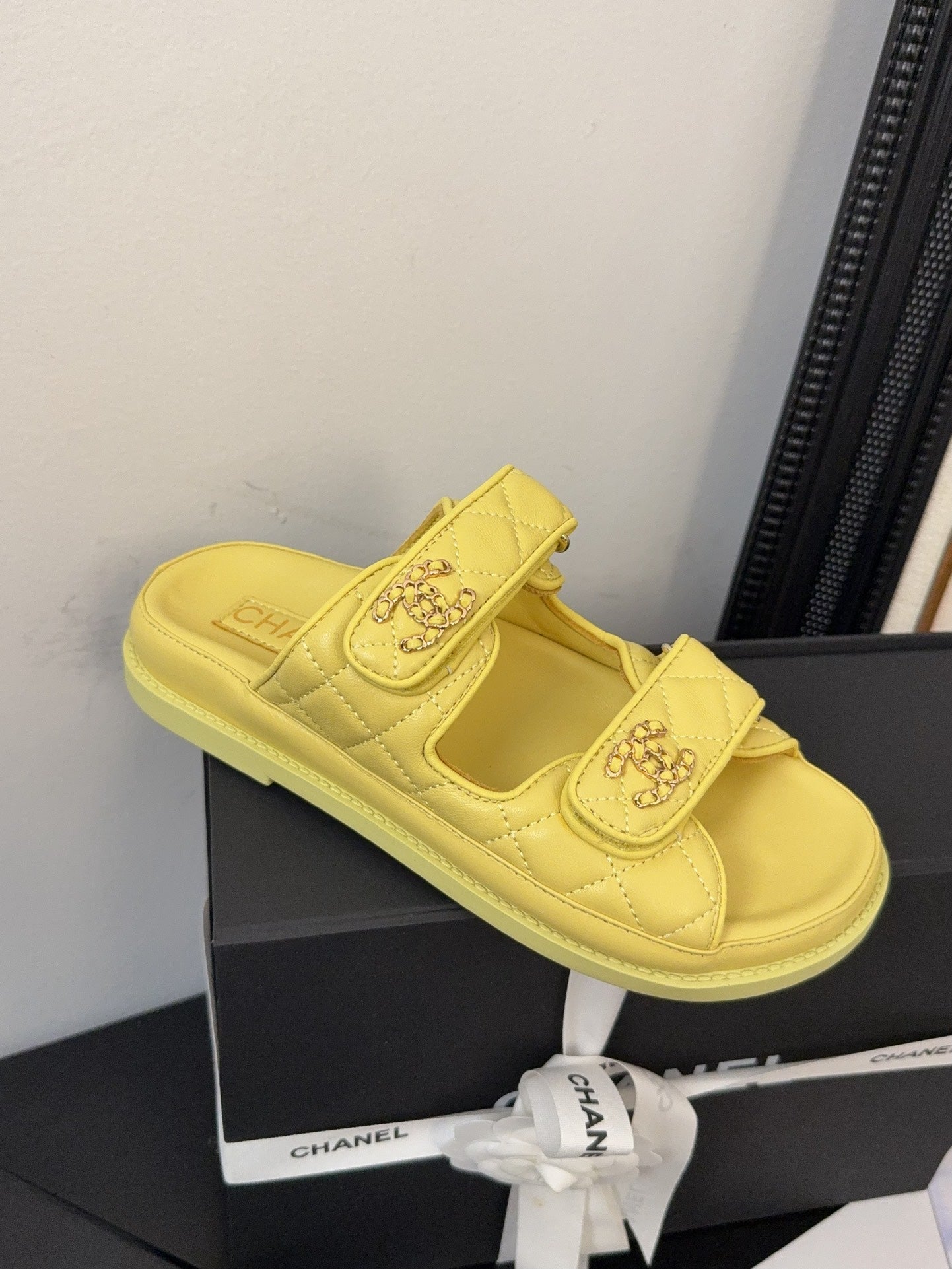CHANEL 25 Dad Sandal Mule Yellow Calfskin