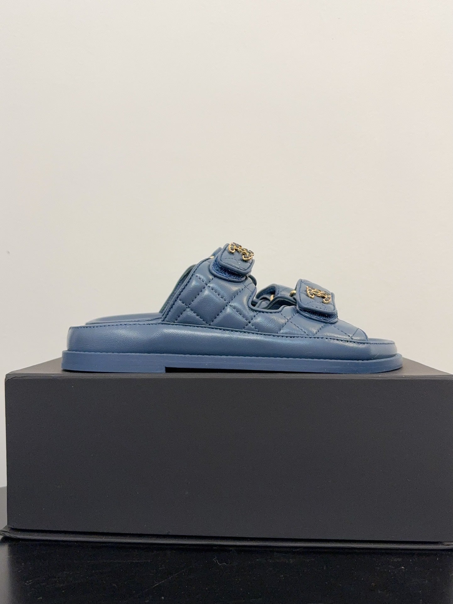 CHANEL 25 Dad Sandal Mule Navy Blue Calfskin