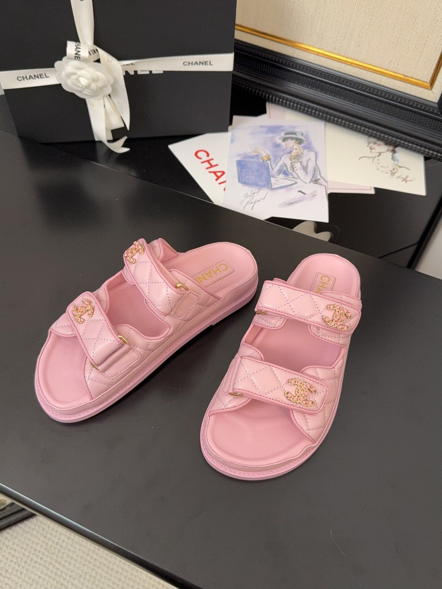 CHANEL 25 Dad Sandal Mule Pink Calfskin