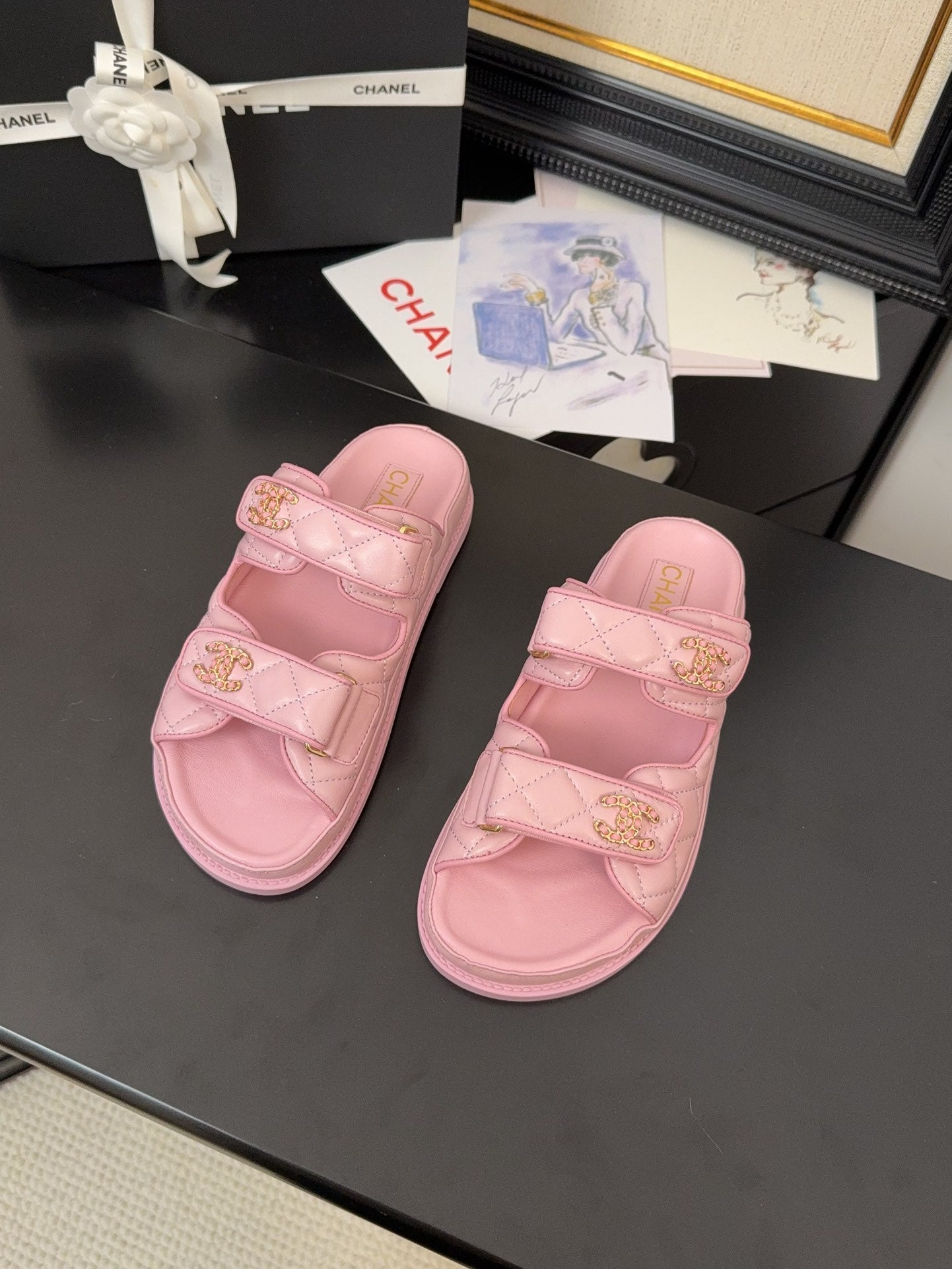 CHANEL 25 Dad Sandal Mule Pink Calfskin