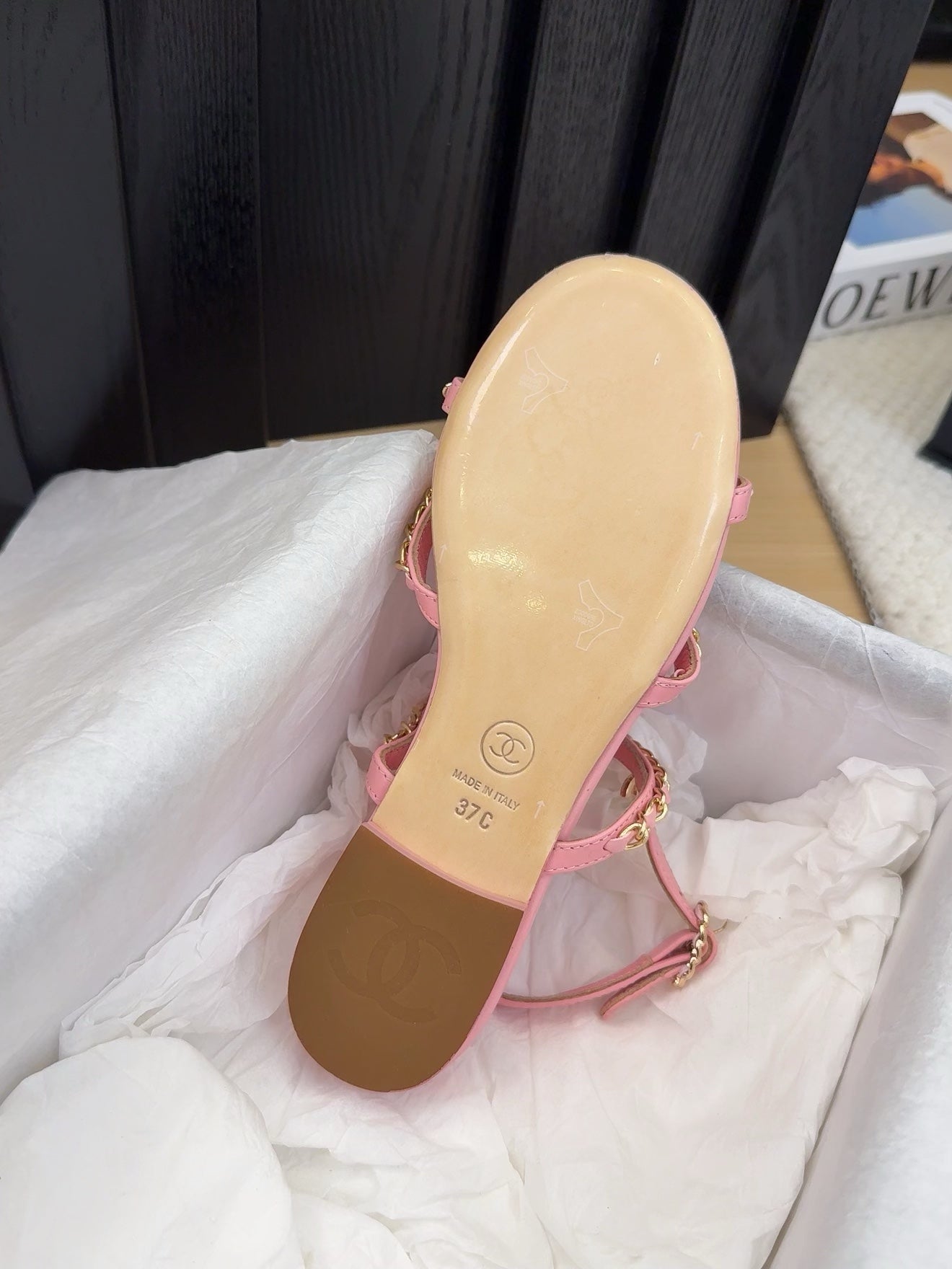 CHANEL 25S Sandal Three Leather Strap Pink Calfskin