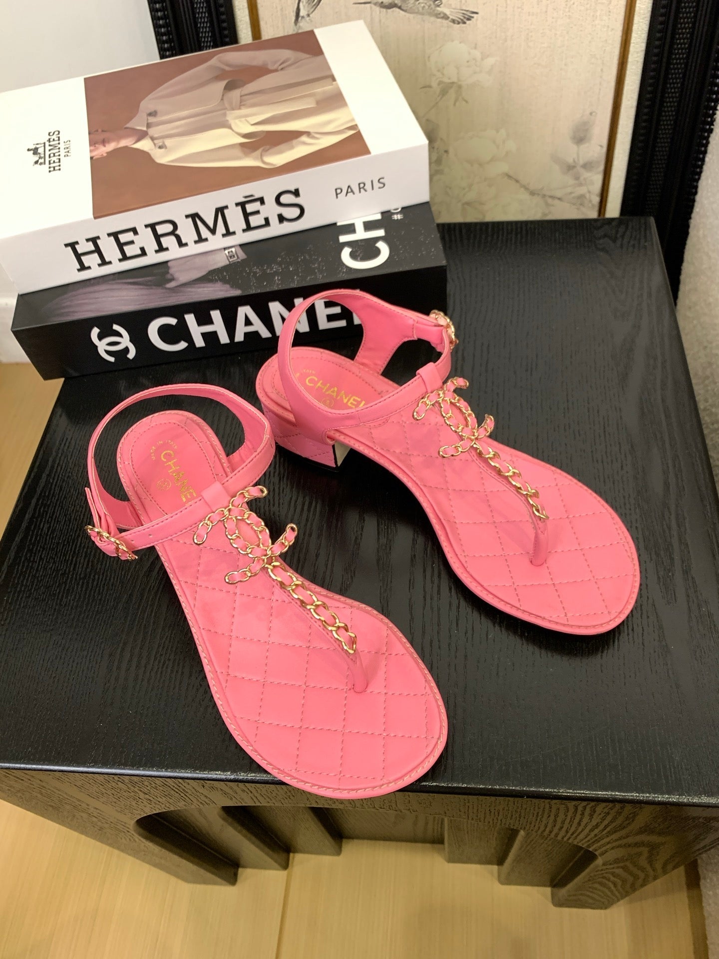 CHANEL 25 Thong Sandal Double C Leather