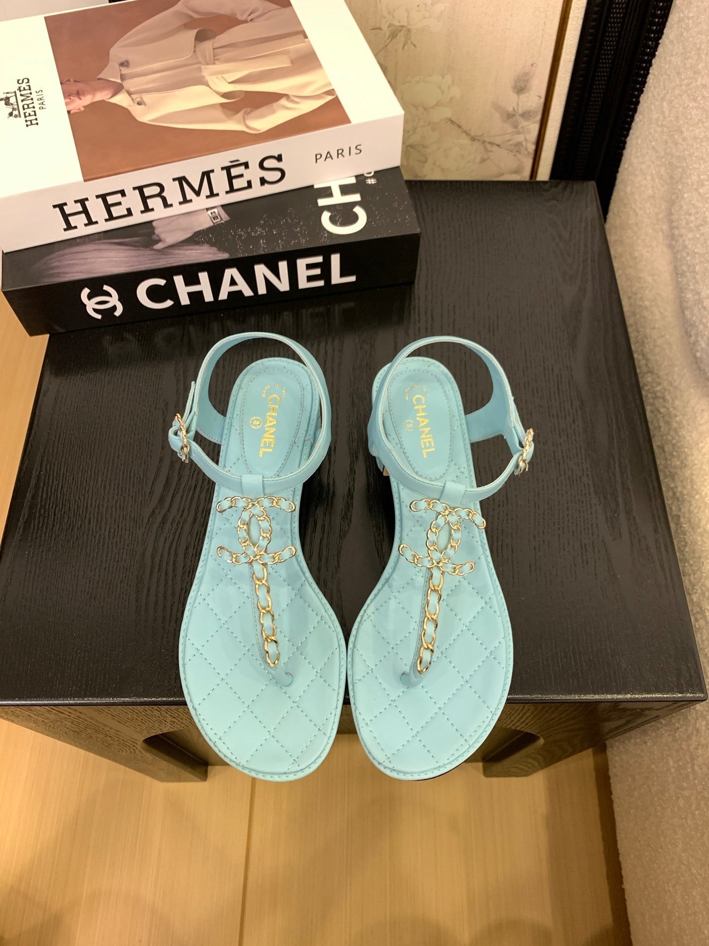 CHANEL 25 Thong Sandal Double C Leather