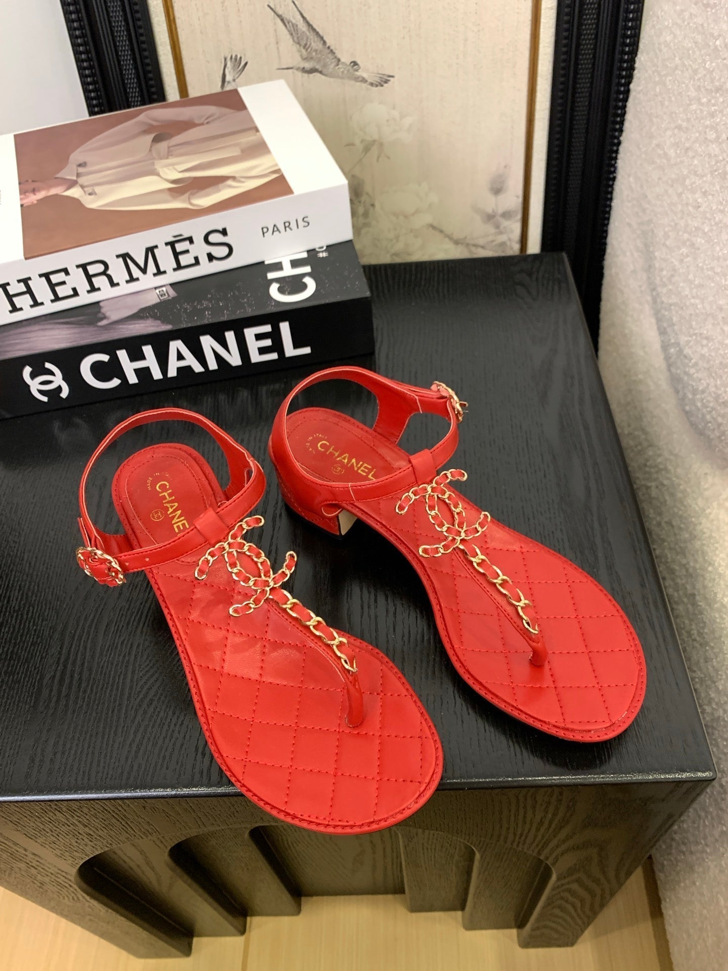 CHANEL 25 Thong Sandal Double C Leather