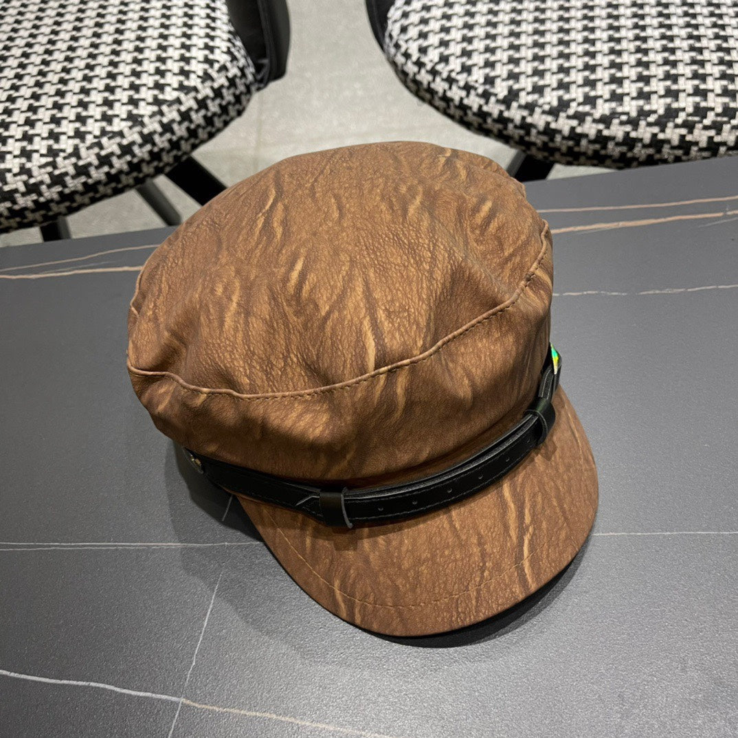 CHANEL BAKER BOY CAP IN PECAN BROWN CALFSKIN 420947