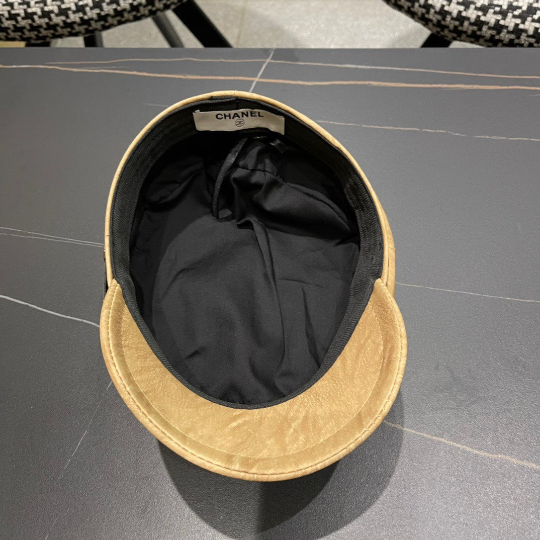 CHANEL BAKER BOY CAP IN PEANUT BROWN CALFSKIN 420948