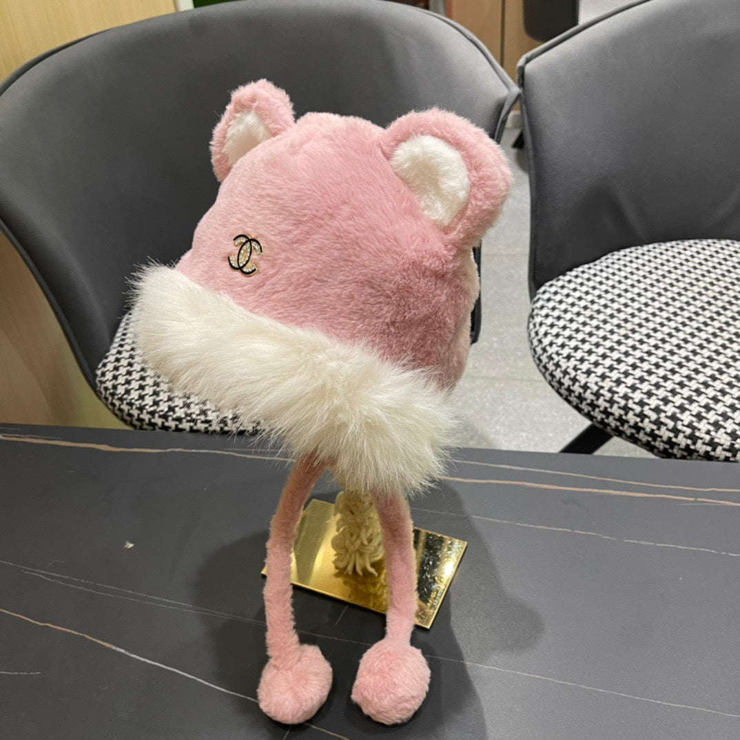 CHANEL BEANIE HAT IN BABY PINK FLEECE AND WOOL 433164