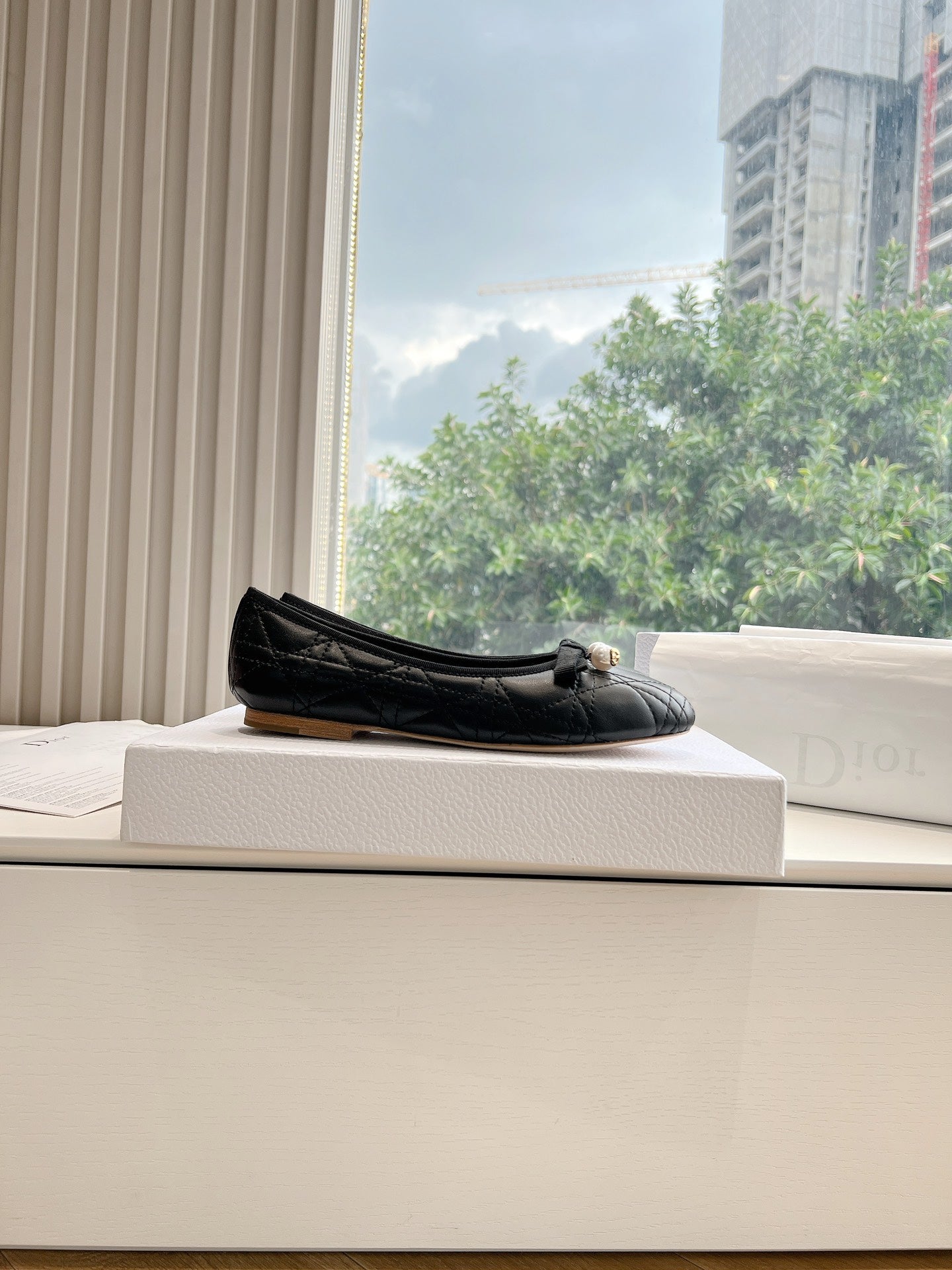 DIOR ballet flat black sedge mop front