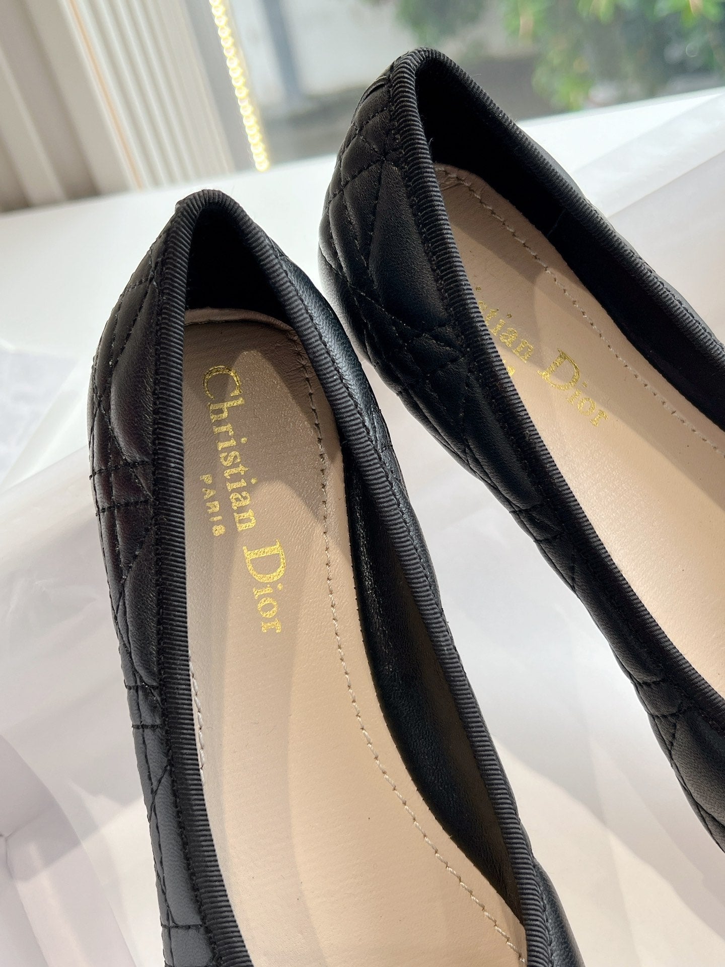DIOR ballet flat black sedge mop front