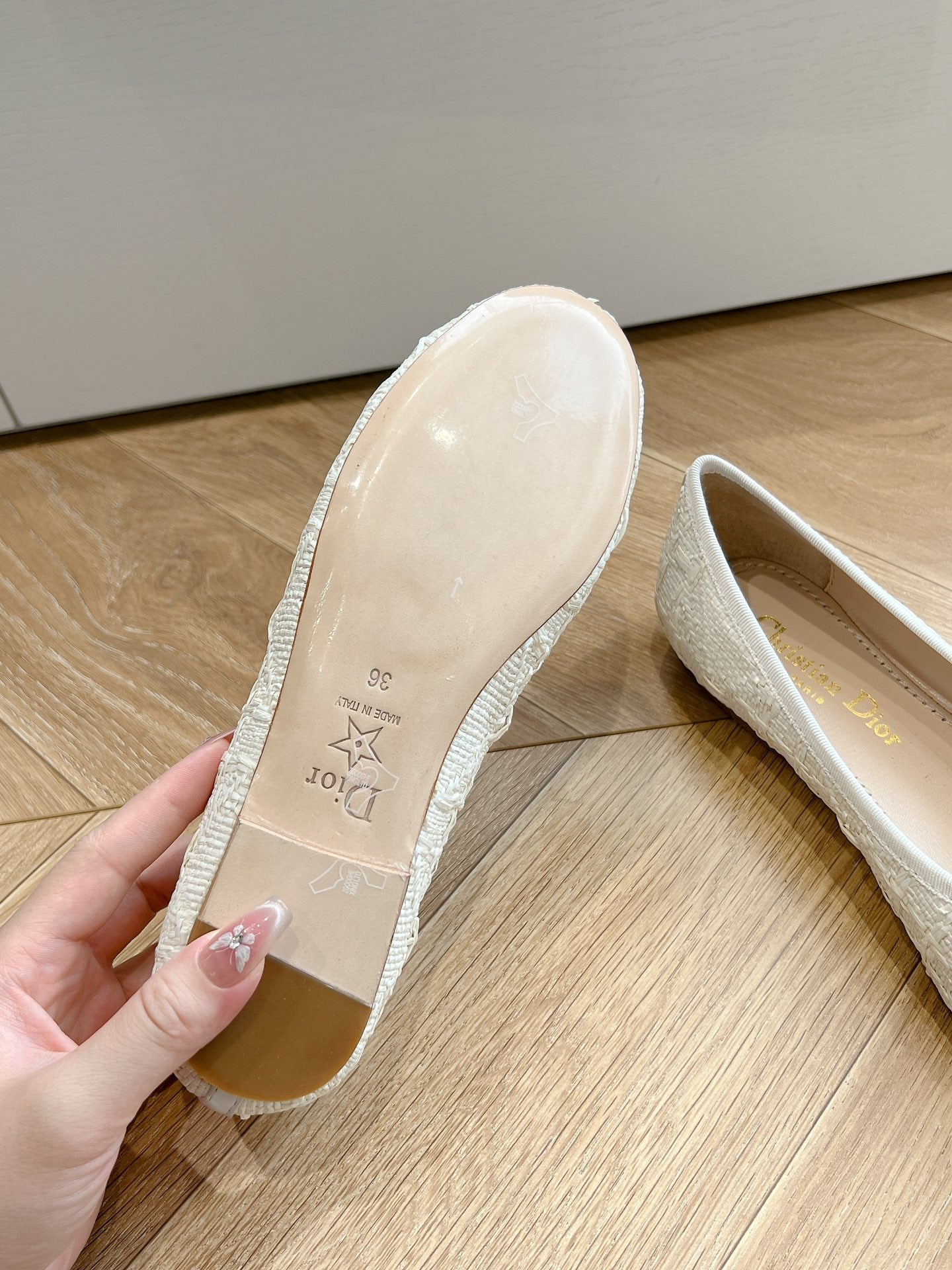 DIOR ballet flat white sedge mop front