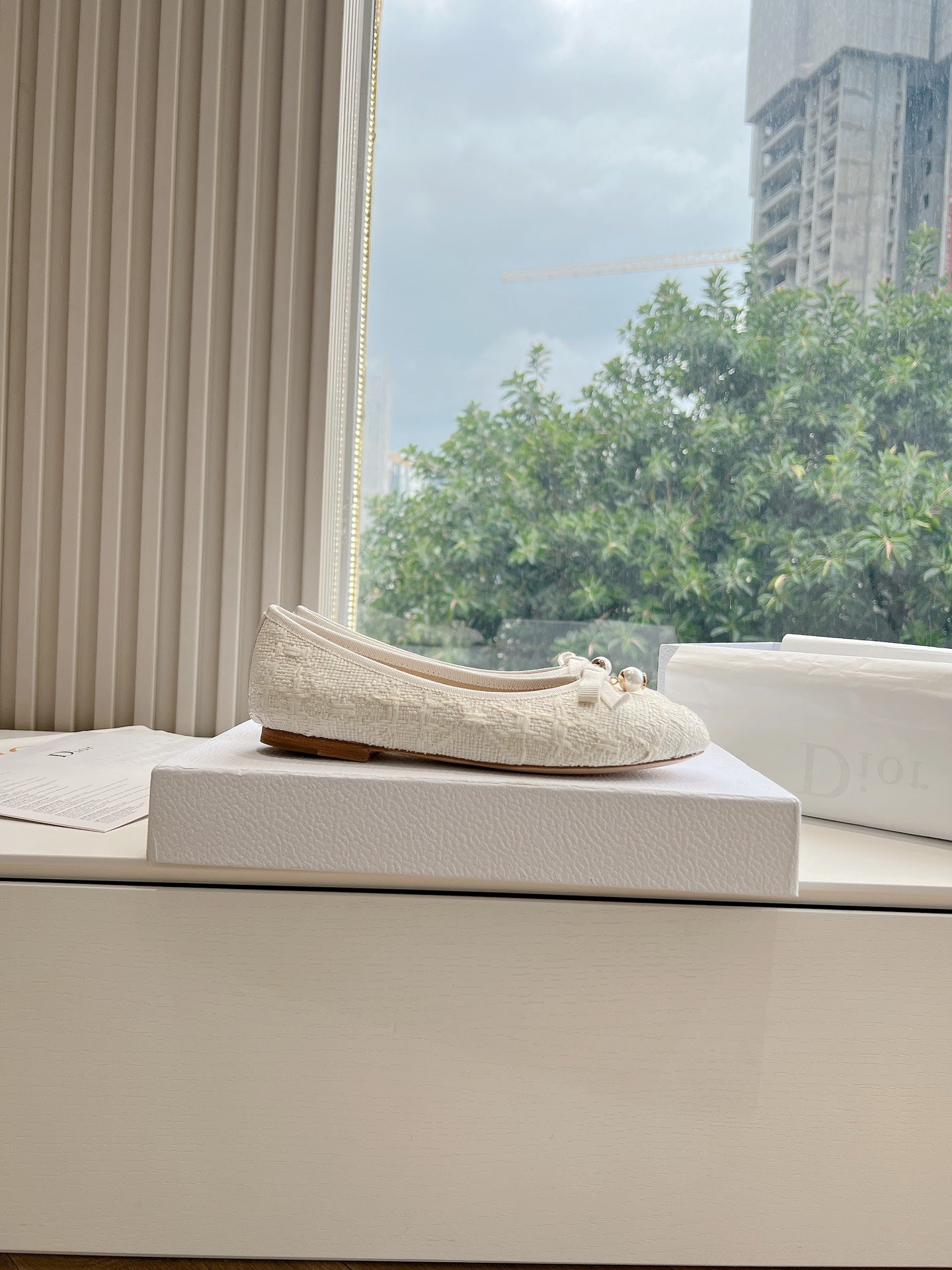 DIOR ballet flat white sedge mop front
