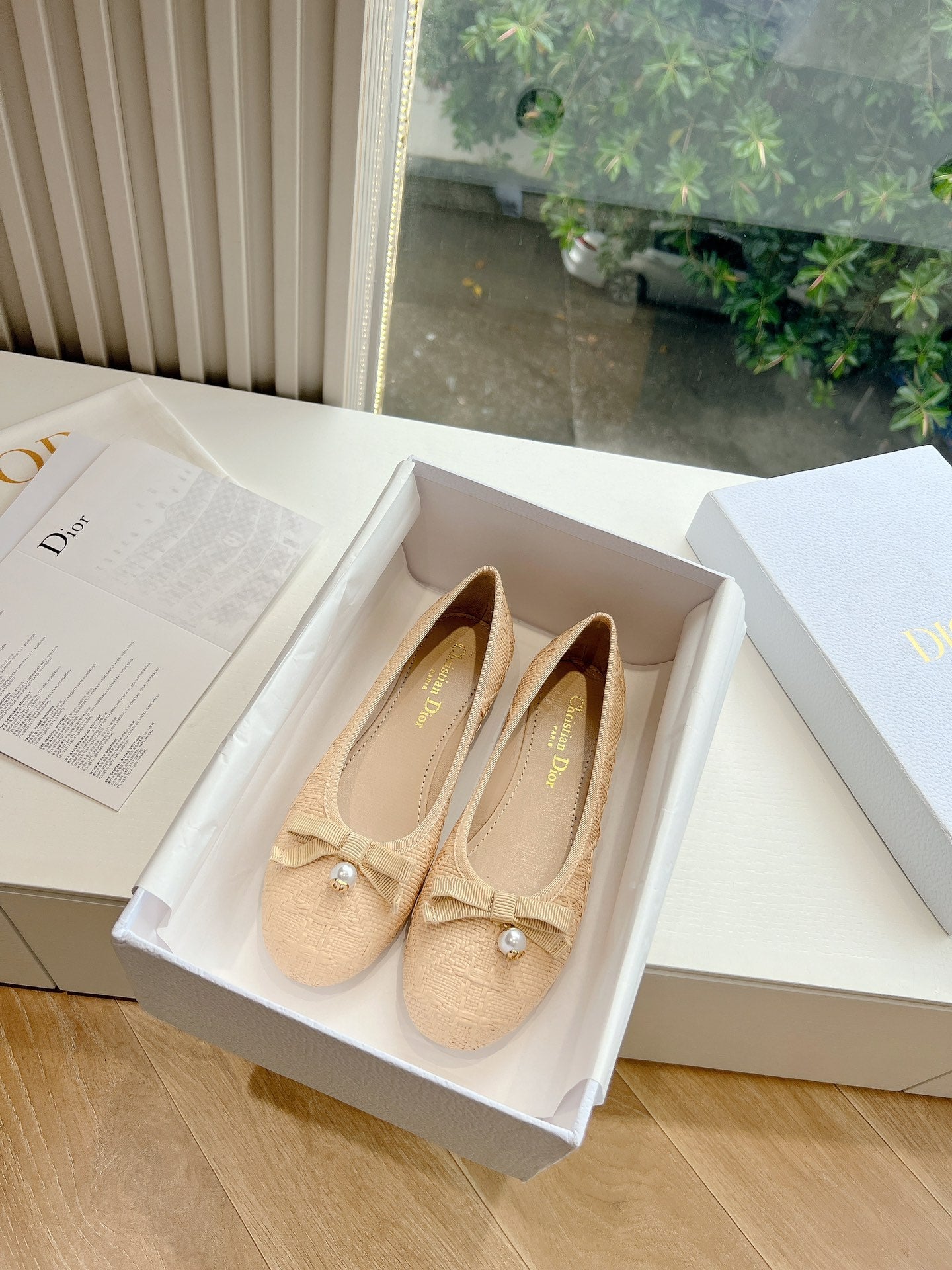 DIOR ballet flat beige sedge mop front