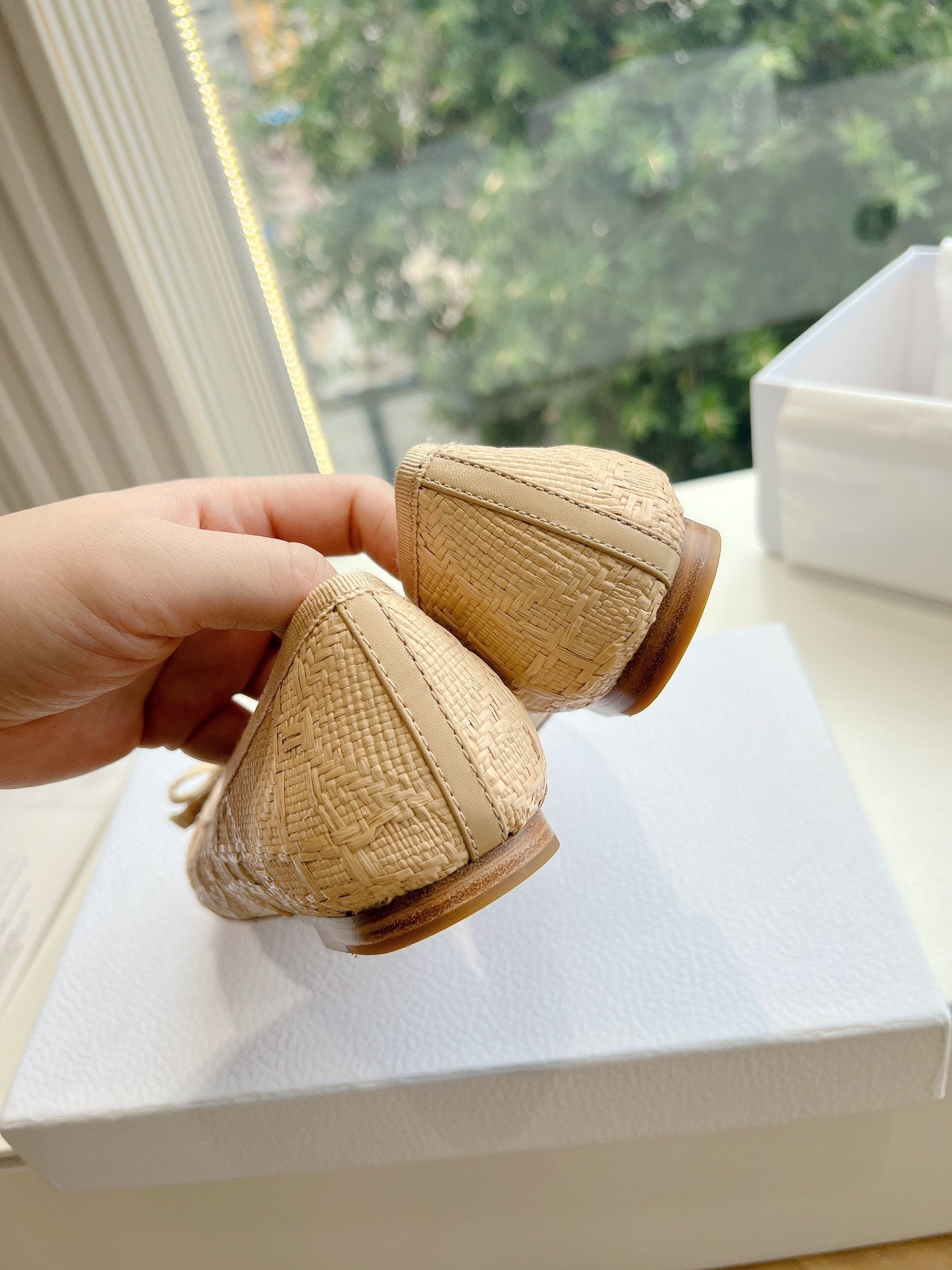 DIOR ballet flat beige sedge mop front
