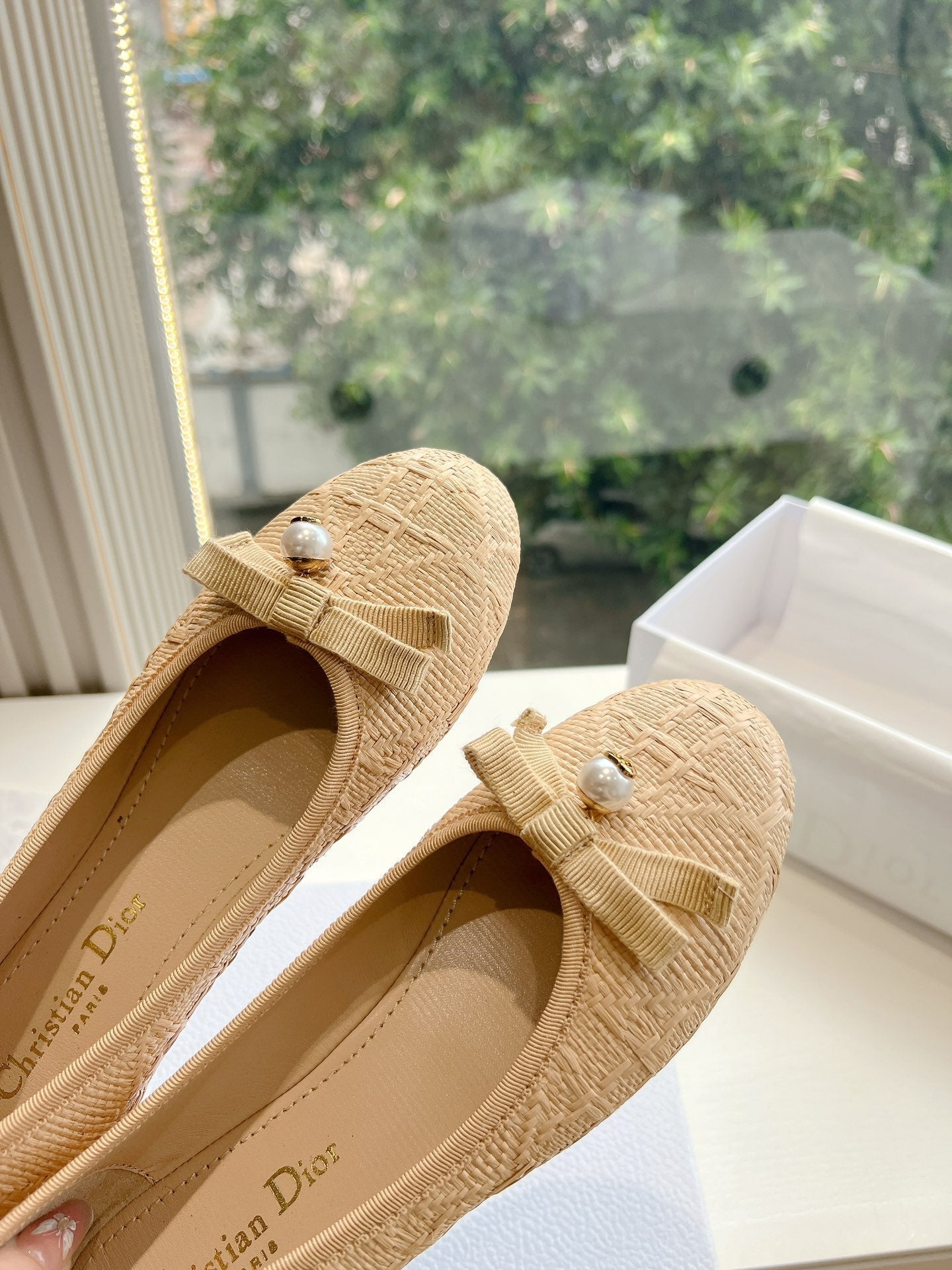 DIOR ballet flat beige sedge mop front