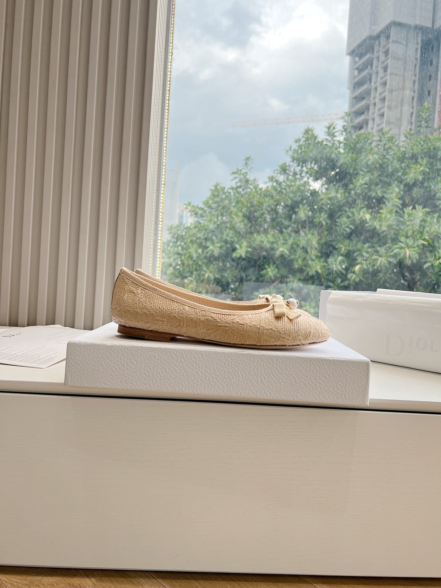 DIOR ballet flat beige sedge mop front
