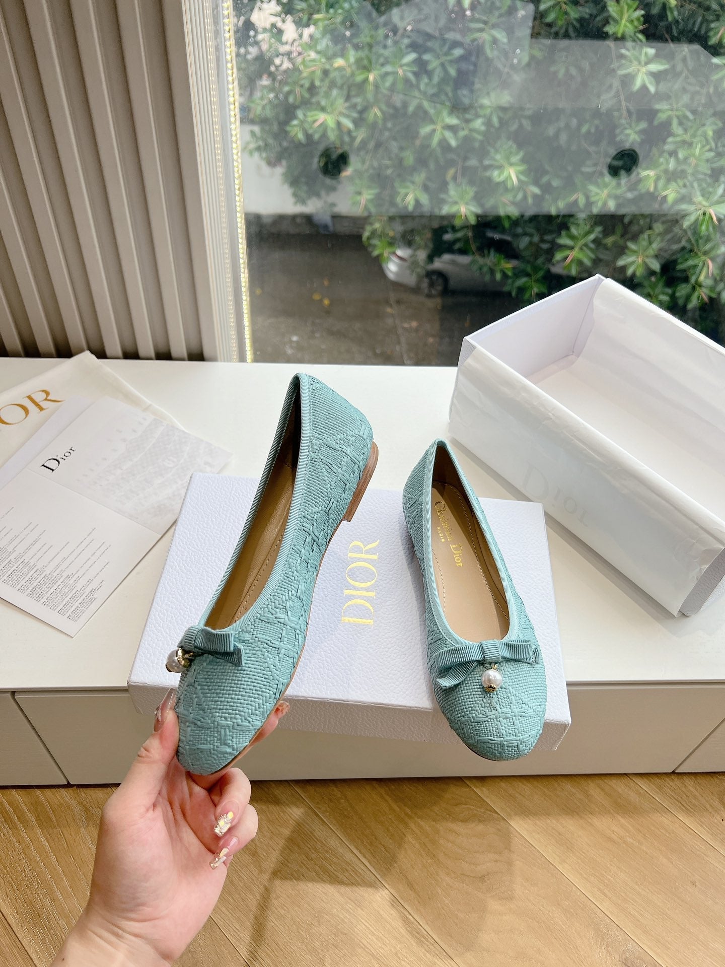 DIOR ballet flat cloud blue sedge mop front