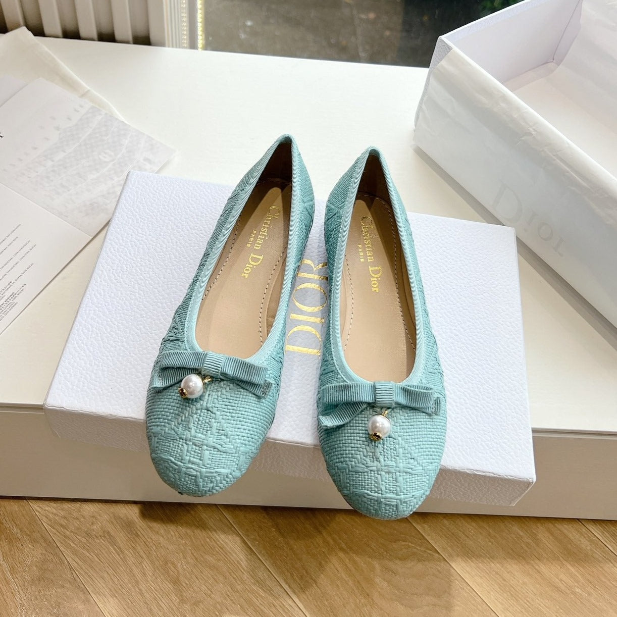DIOR ballet flat cloud blue sedge mop front
