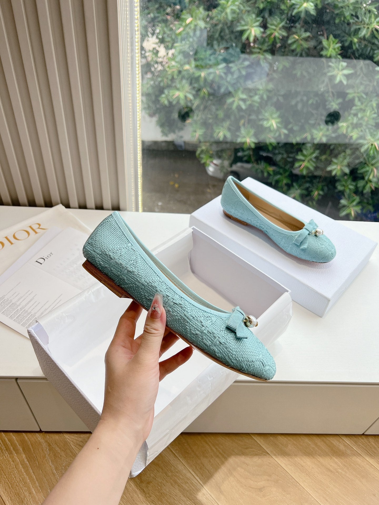 DIOR ballet flat cloud blue sedge mop front
