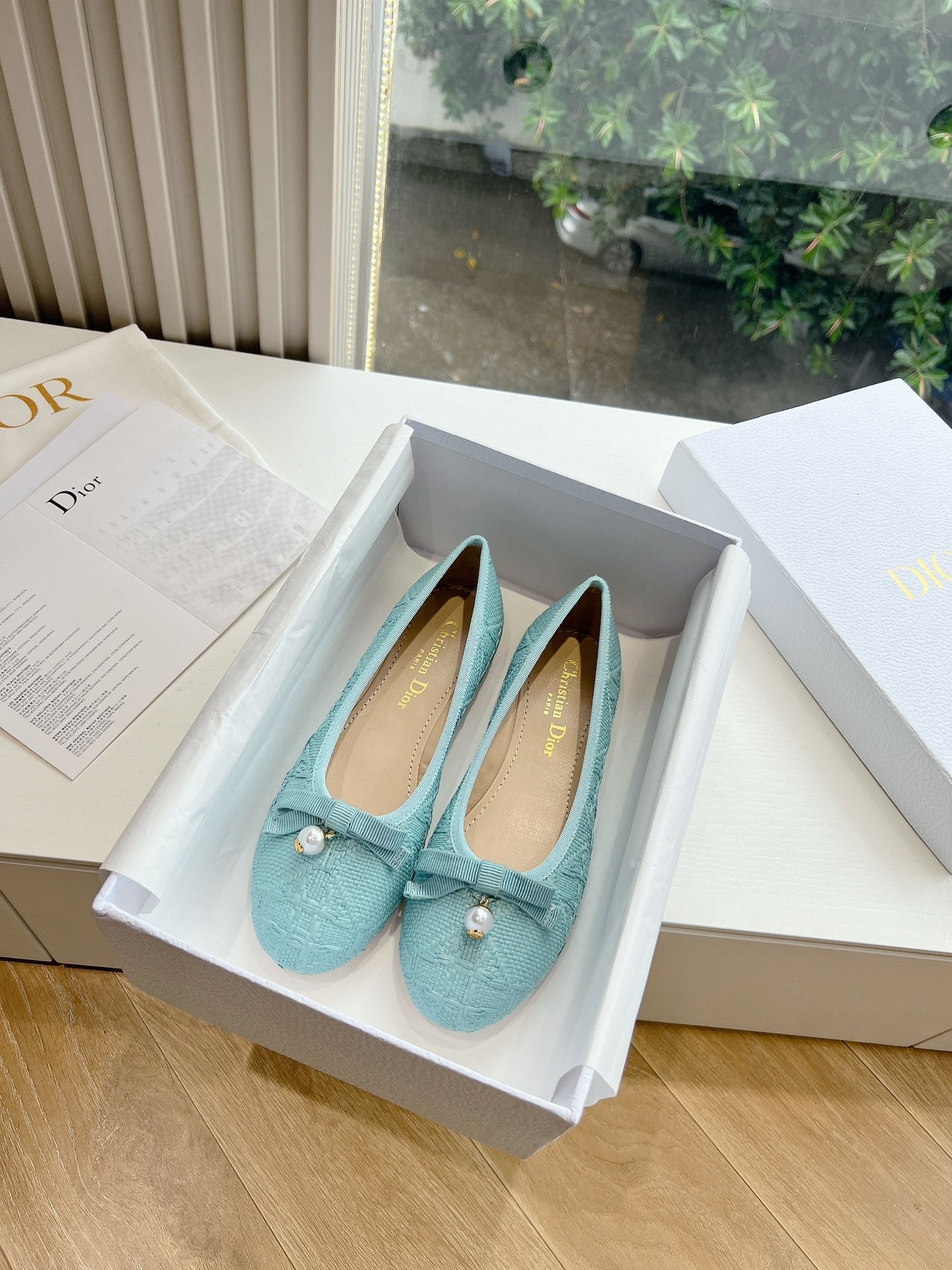 DIOR ballet flat cloud blue sedge mop front