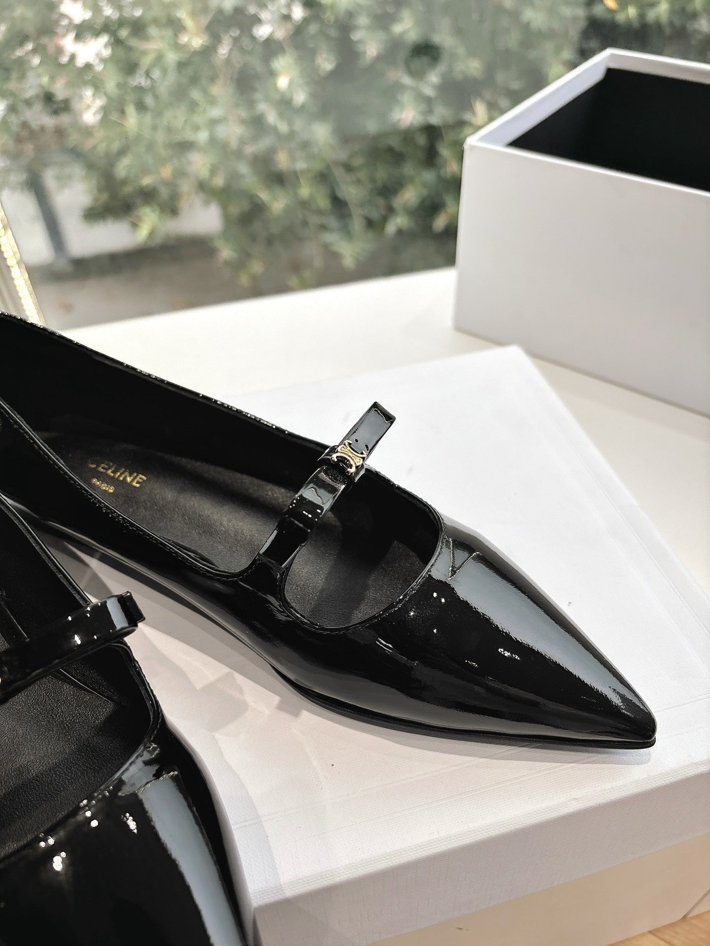 Celine CELINE Ballet Flats Black Patent Leather 285943