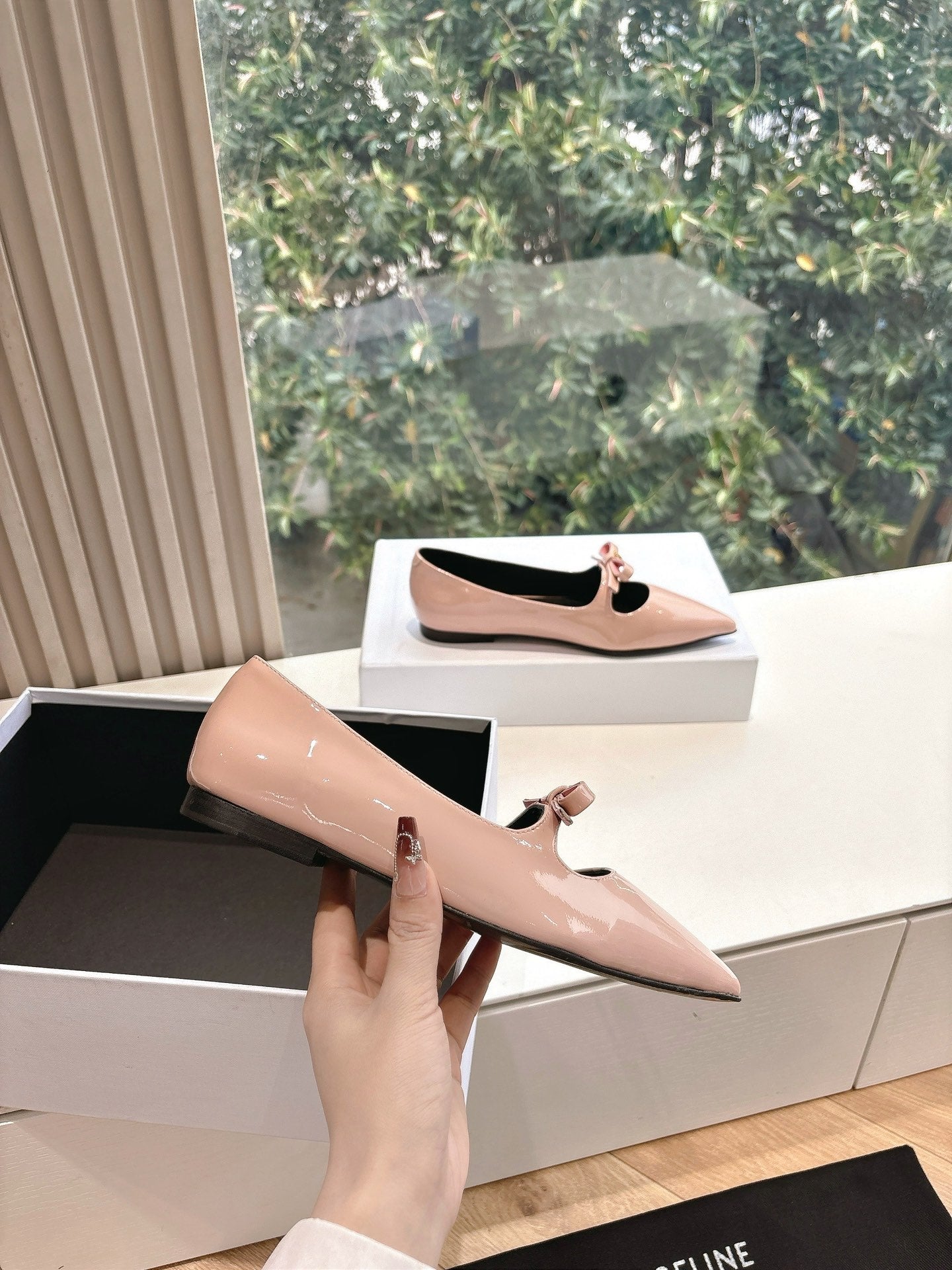 Celine CELINE Ballet Flats Pink Patent Leather 285944