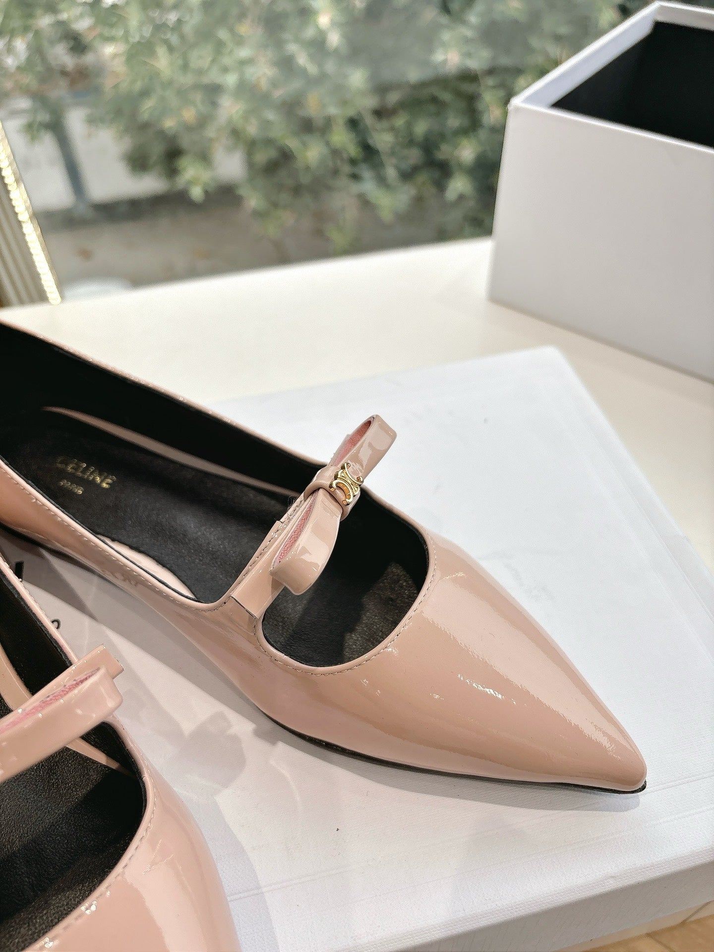 Celine CELINE Ballet Flats Pink Patent Leather 285944