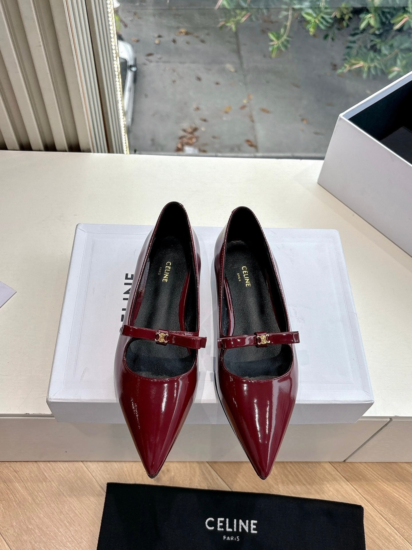 Celine CELINE Ballet Flats Red Patent Leather 285945