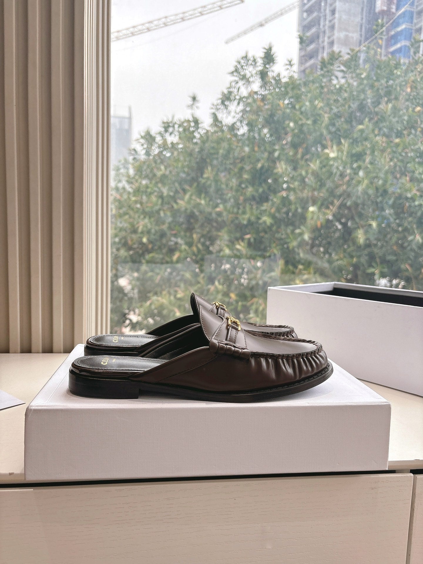 Celine CELINE Slippers Brown Leather 285953