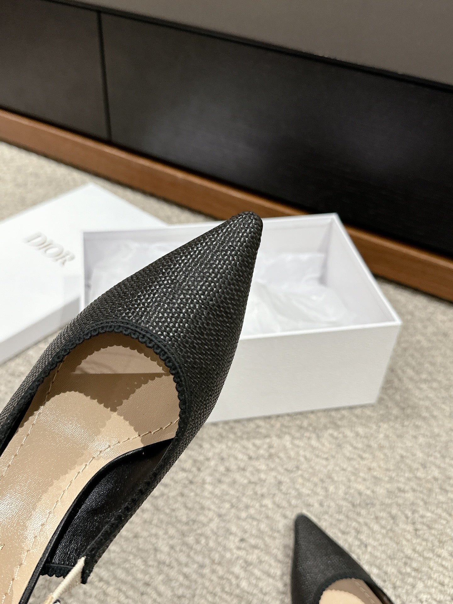 DIOR slingback 100 black raffia lambskin