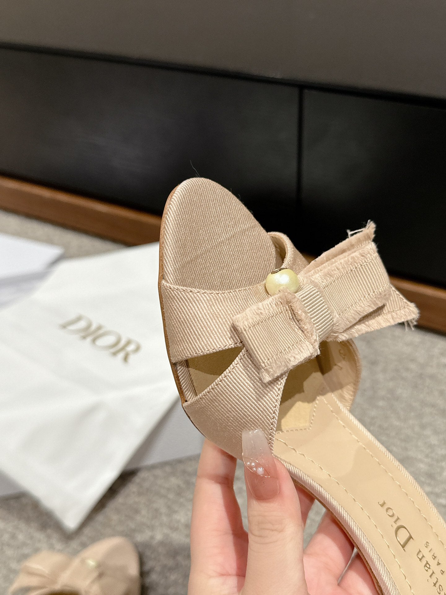 DIOR sandal a DIORable 80 beige grosgrain lambskin