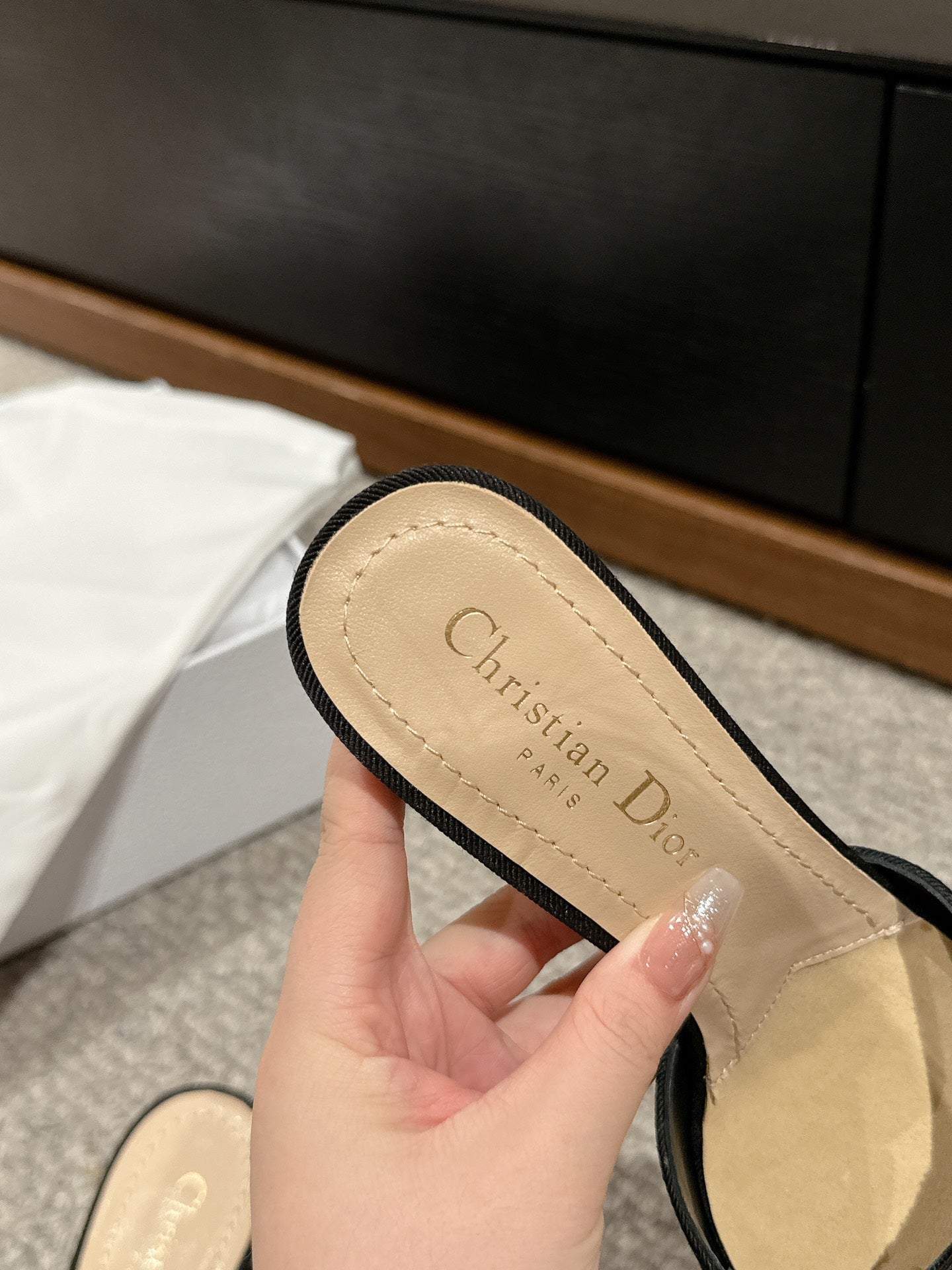 DIOR sandal a DIORable 80 black grosgrain beige lambskin