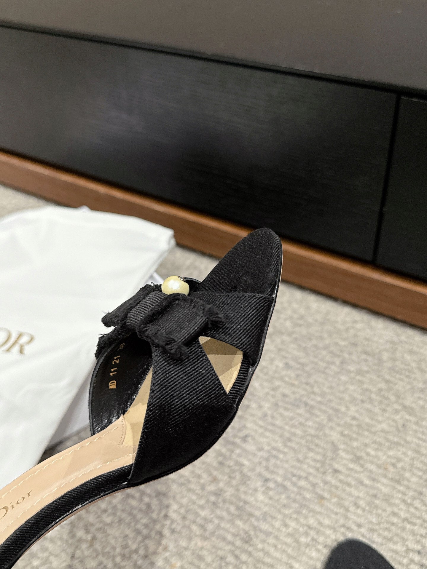 DIOR sandal a DIORable 80 black grosgrain beige lambskin