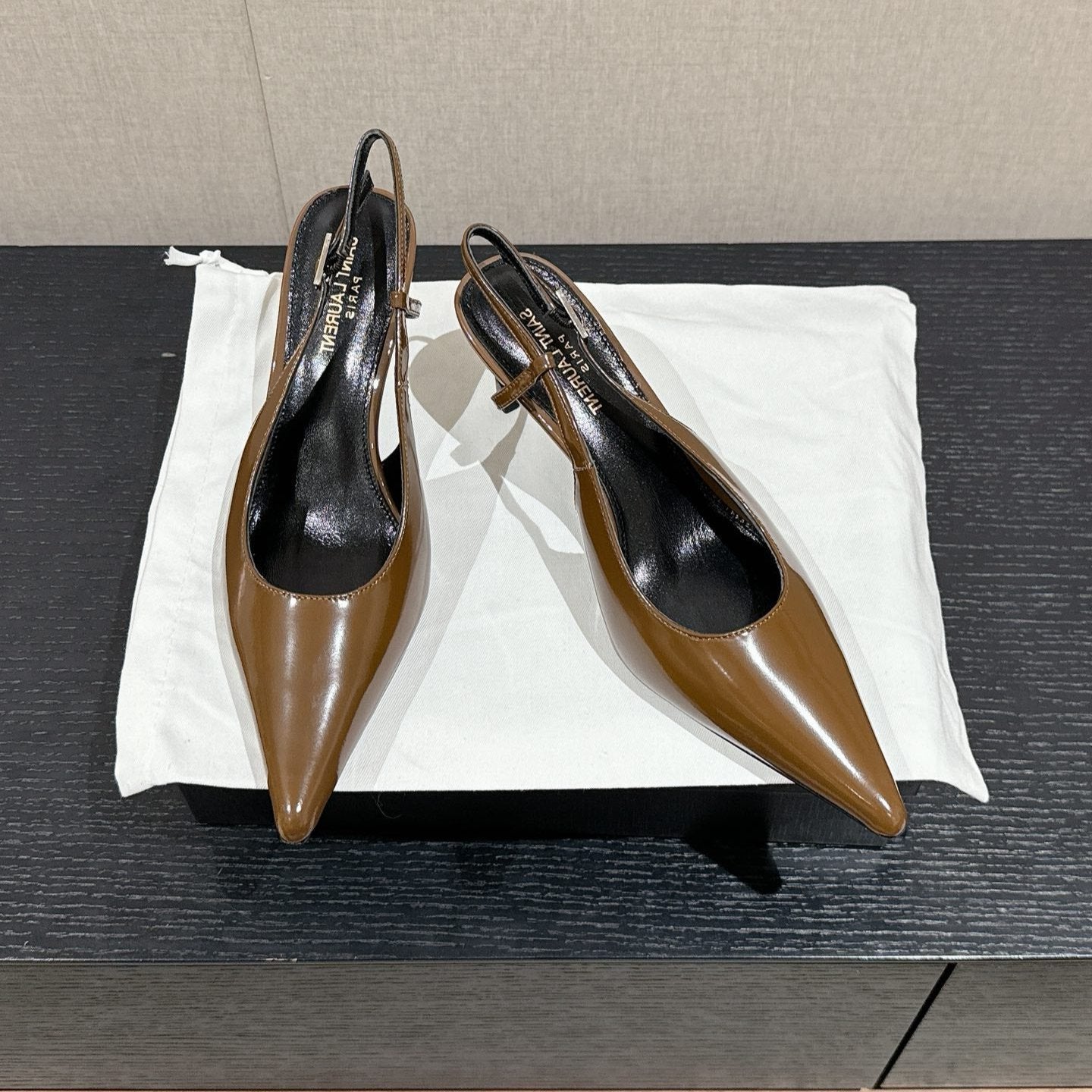 Saint Laurent SL CHERISH SLINGBACK 75 CAMEL CALFSKIN