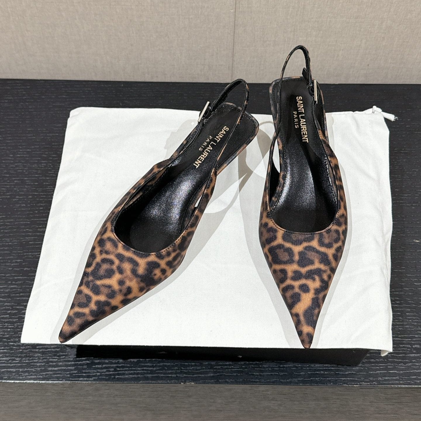 Saint Laurent SL CHERISH LEOPARD SLINGBACK AMBER CANVAS