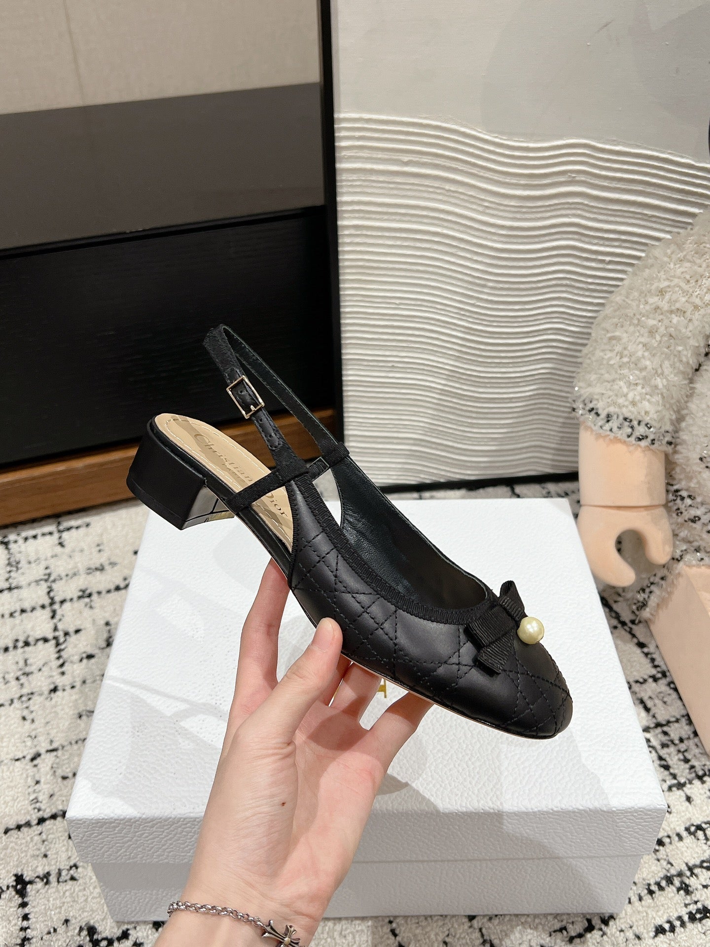 DIOR Ballet Slingback Pump 30mm In Black Quilted Calfskin 997043